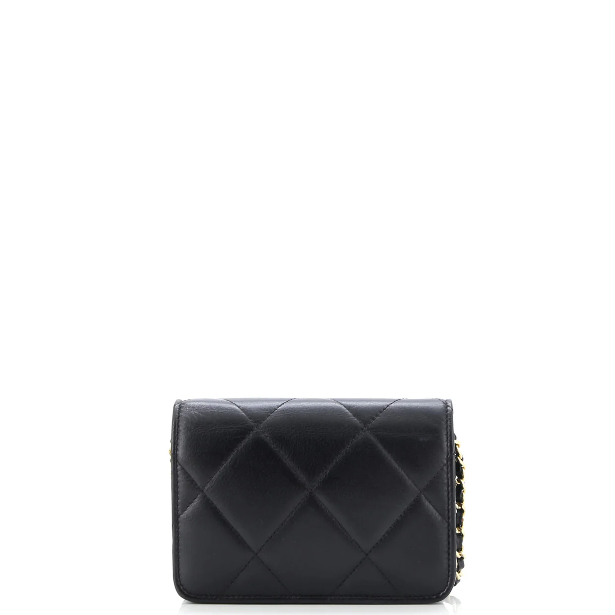 Crystal Geometric Frame CC Clutch with Chain Quilted Calfskin - Deep Luxury