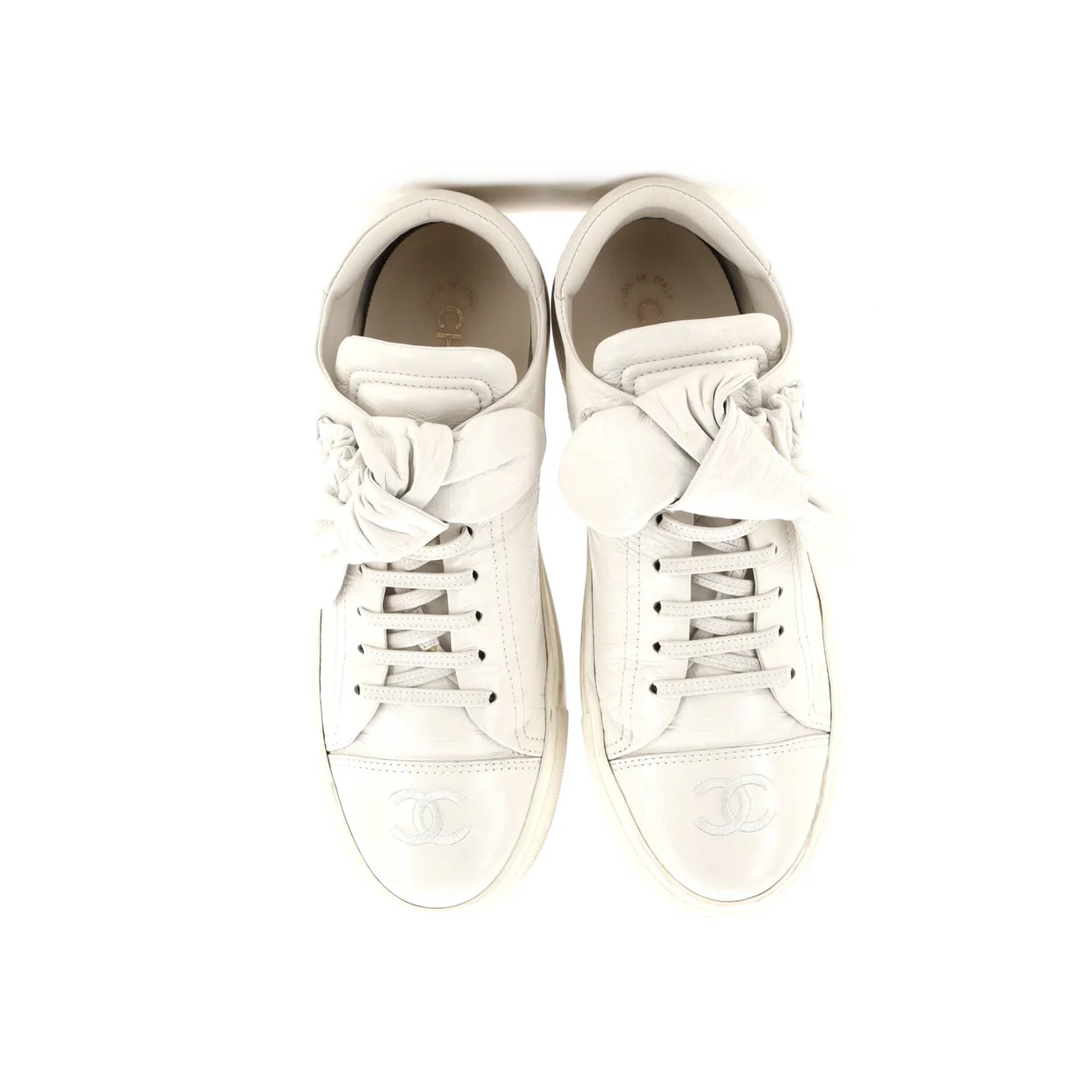 Women's CC Bow Low Top Sneakers Leather - Deep Luxury