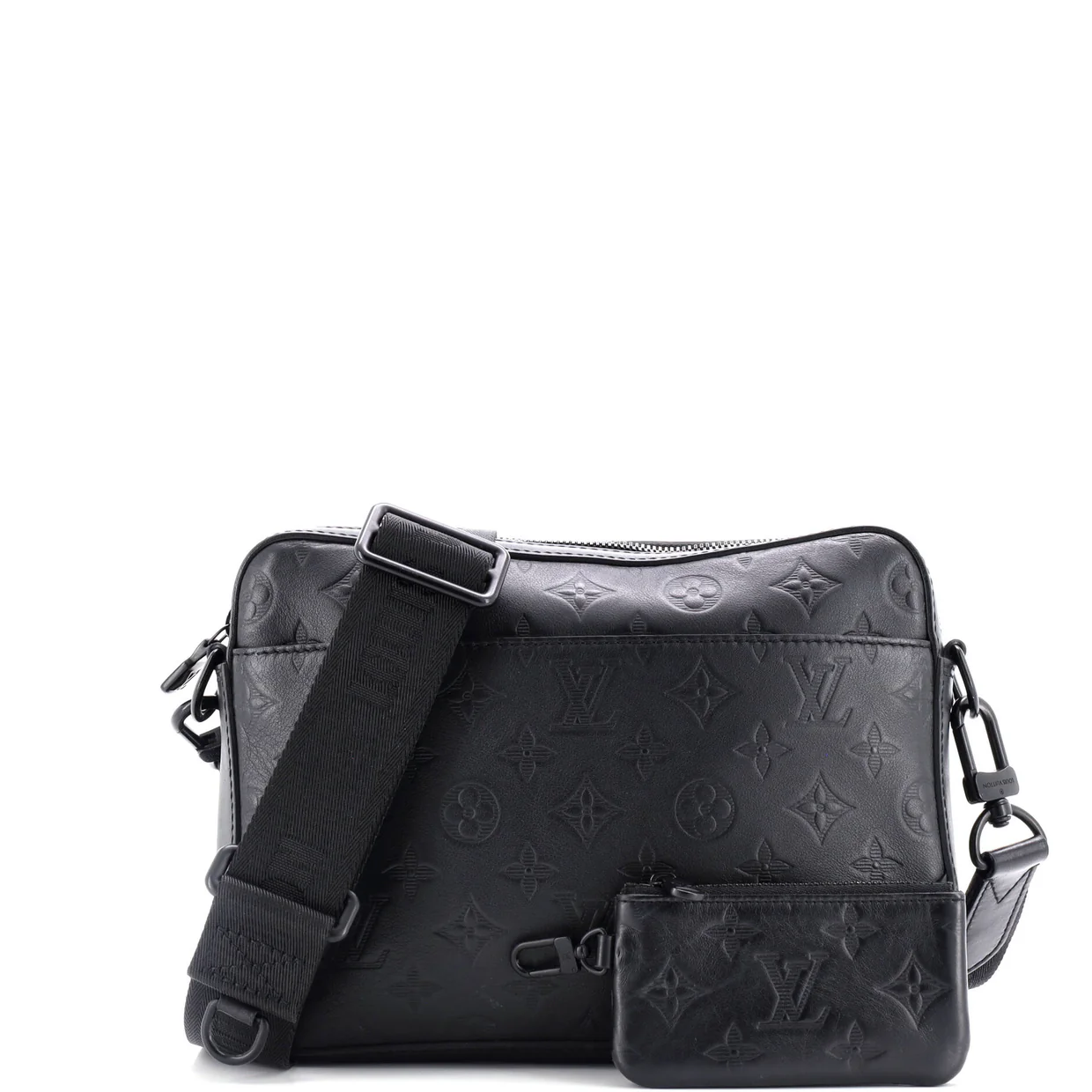 Duo Messenger Bag Monogram Shadow Leather - Deep Luxury