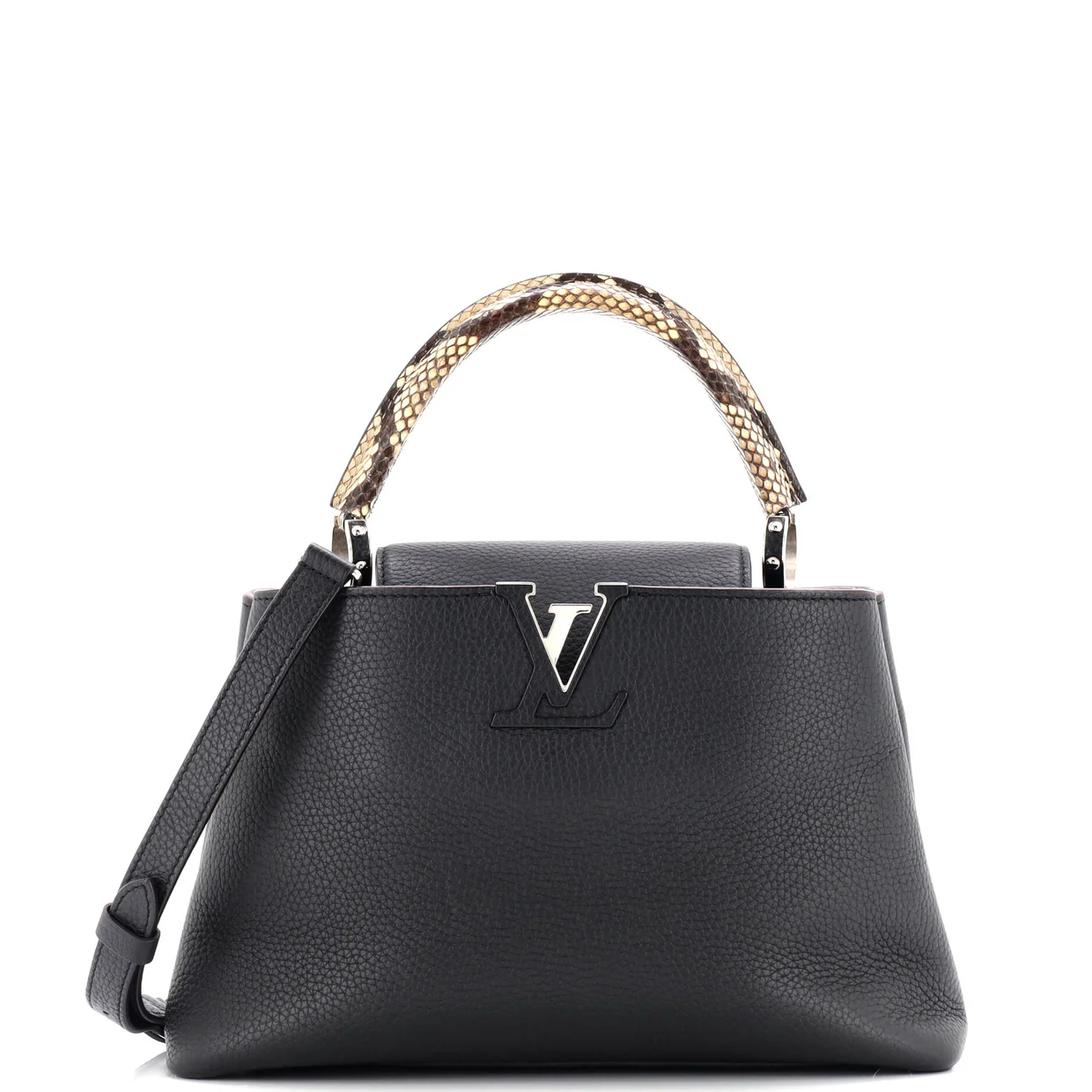 Capucines Bag Leather with Python PM - Deep Luxury
