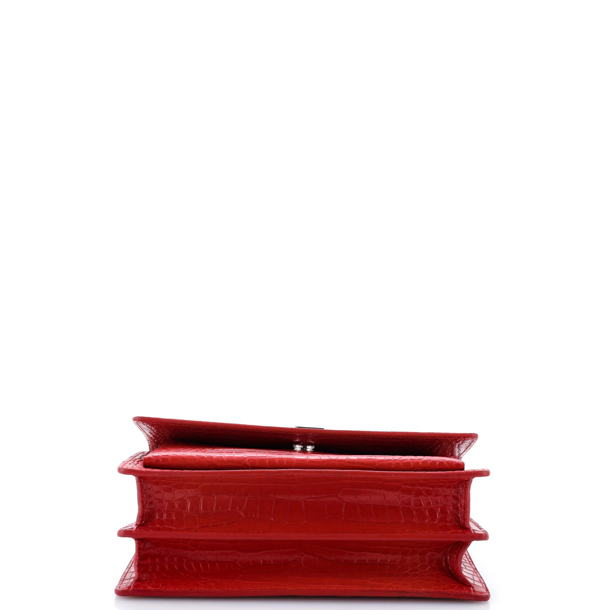 Sunset Crossbody Bag Crocodile Embossed Leather Medium - Deep Luxury