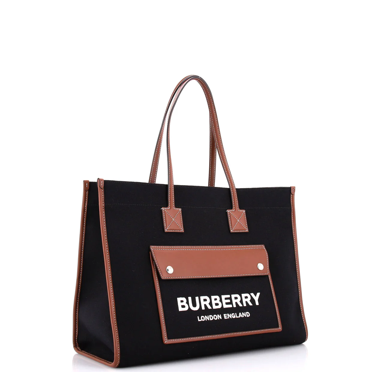 Freya Shopping Tote Canvas with Leather Medium - Deep Luxury