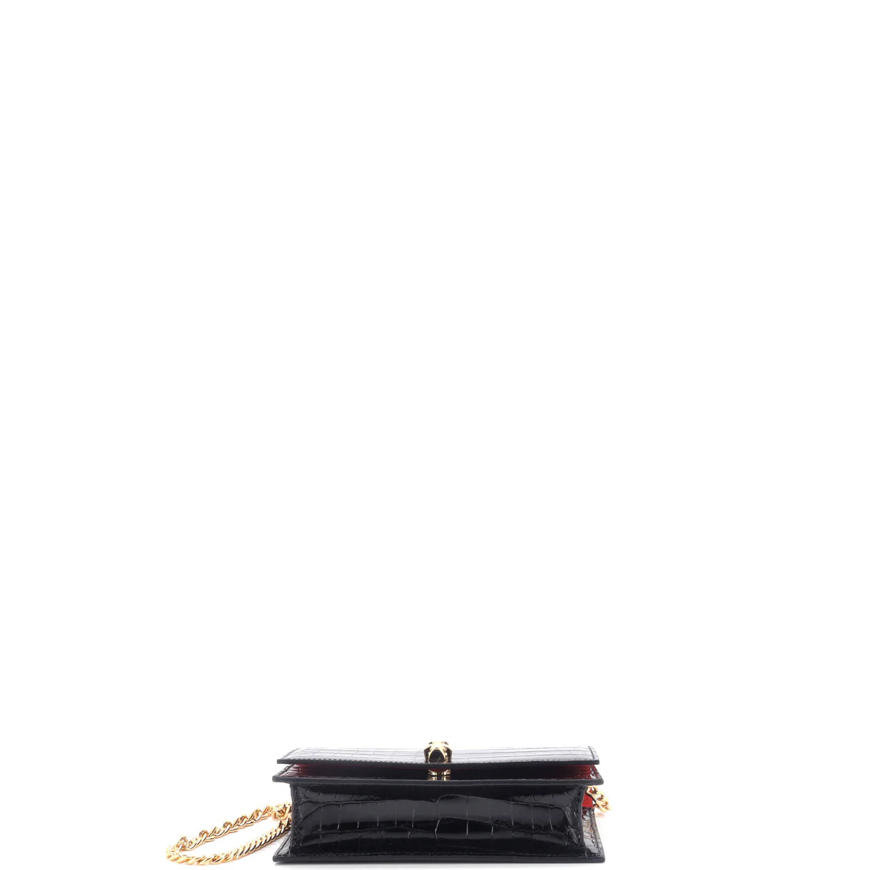 Skull Chain Crossbody Bag Crocodile Embossed Leather Mini - Deep Luxury