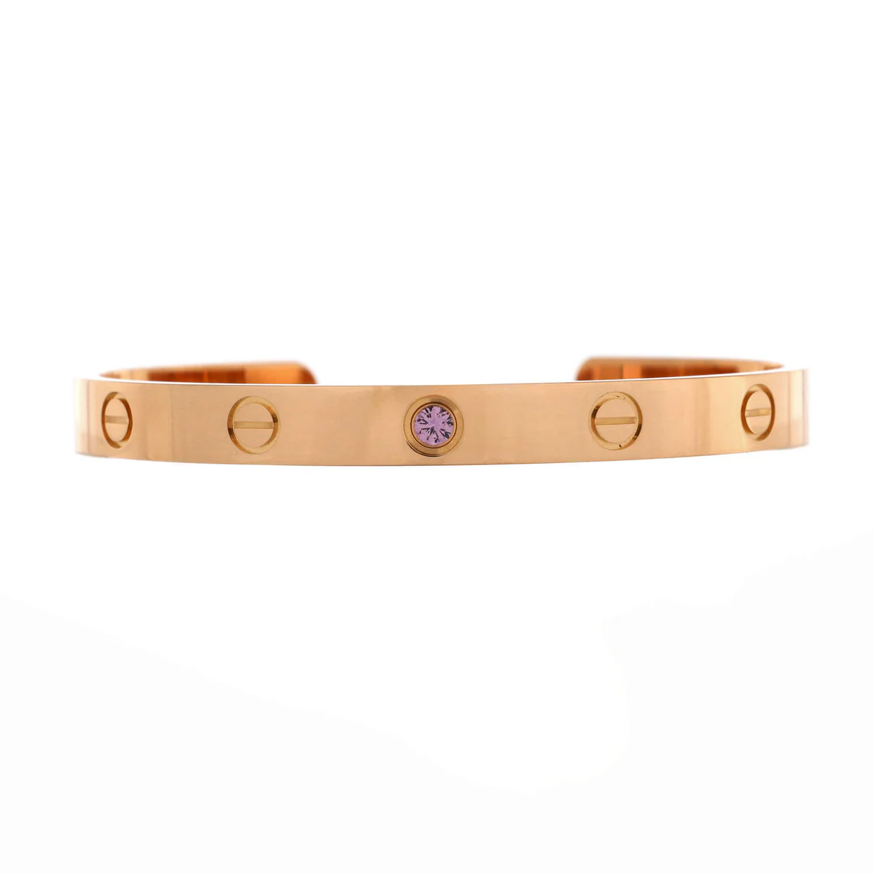 Love Cuff Bracelet 18K Rose Gold with Pink Sapphire - Deep Luxury