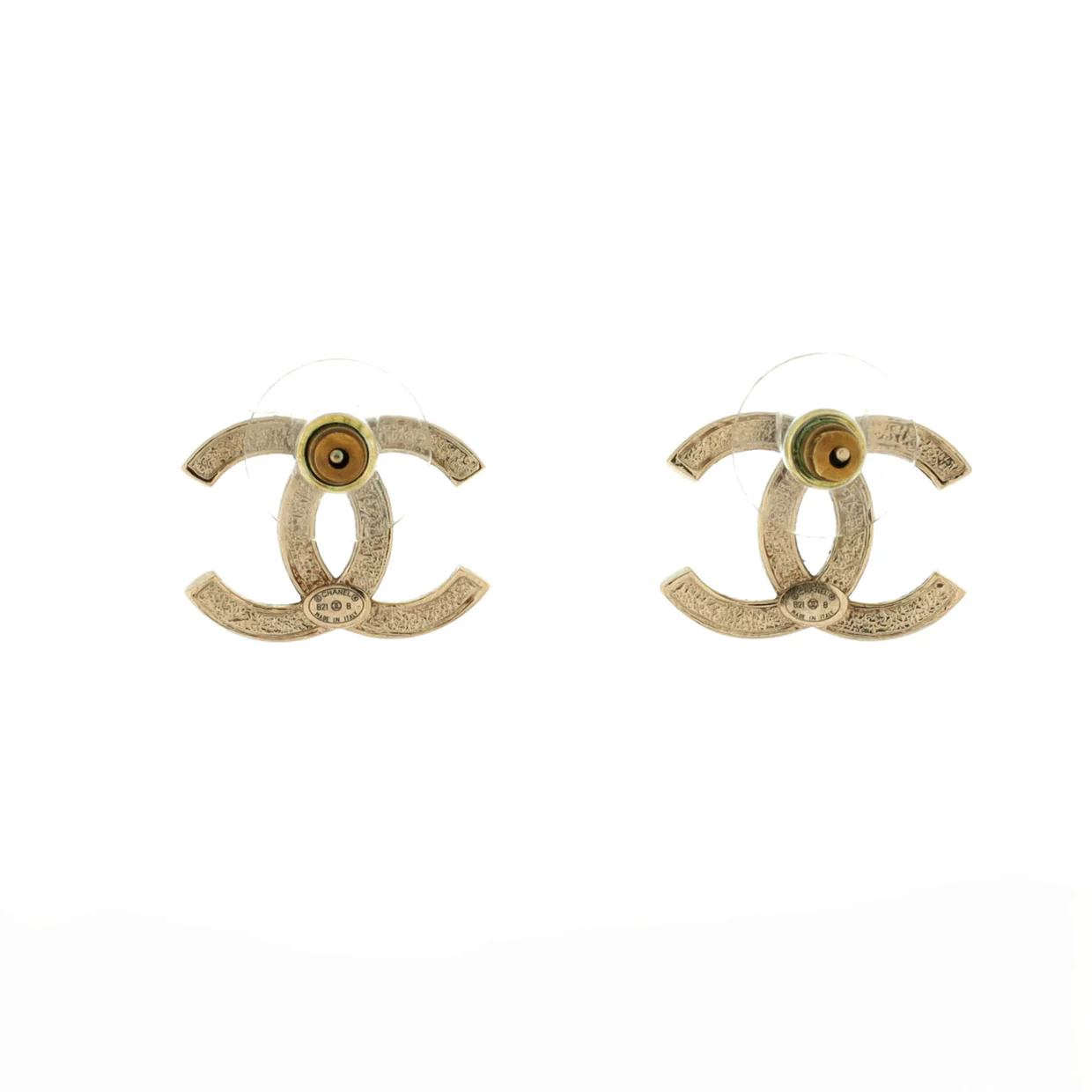 CC Stud Earrings Metal with Crystals - Deep Luxury