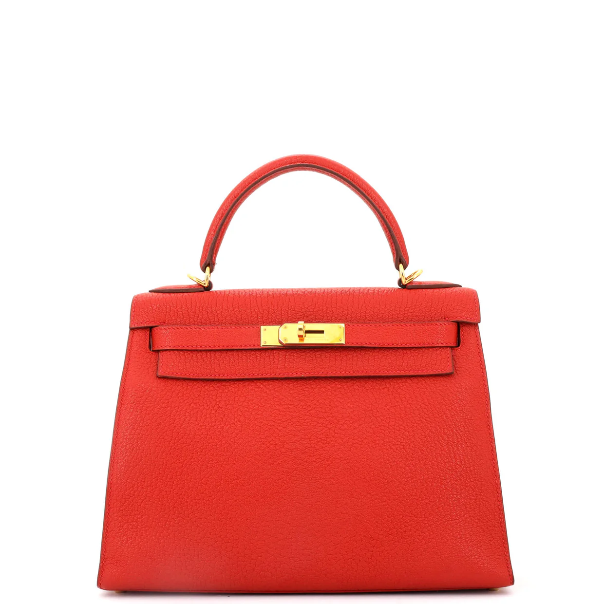Kelly Handbag Rouge Vif Chevre de Coromandel with Gold Hardware 28 - Deep Luxury