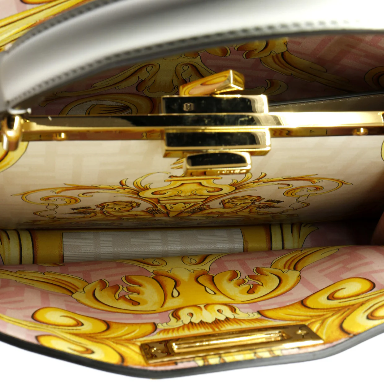 x Versace Fendace Peekaboo ISeeU Bag Leather with Printed Zucca Leather Interior Medium - Deep Luxury