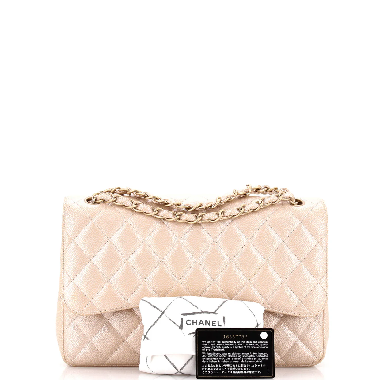 Classic Double Flap Bag Quilted Iridescent Caviar Jumbo - Deep Luxury