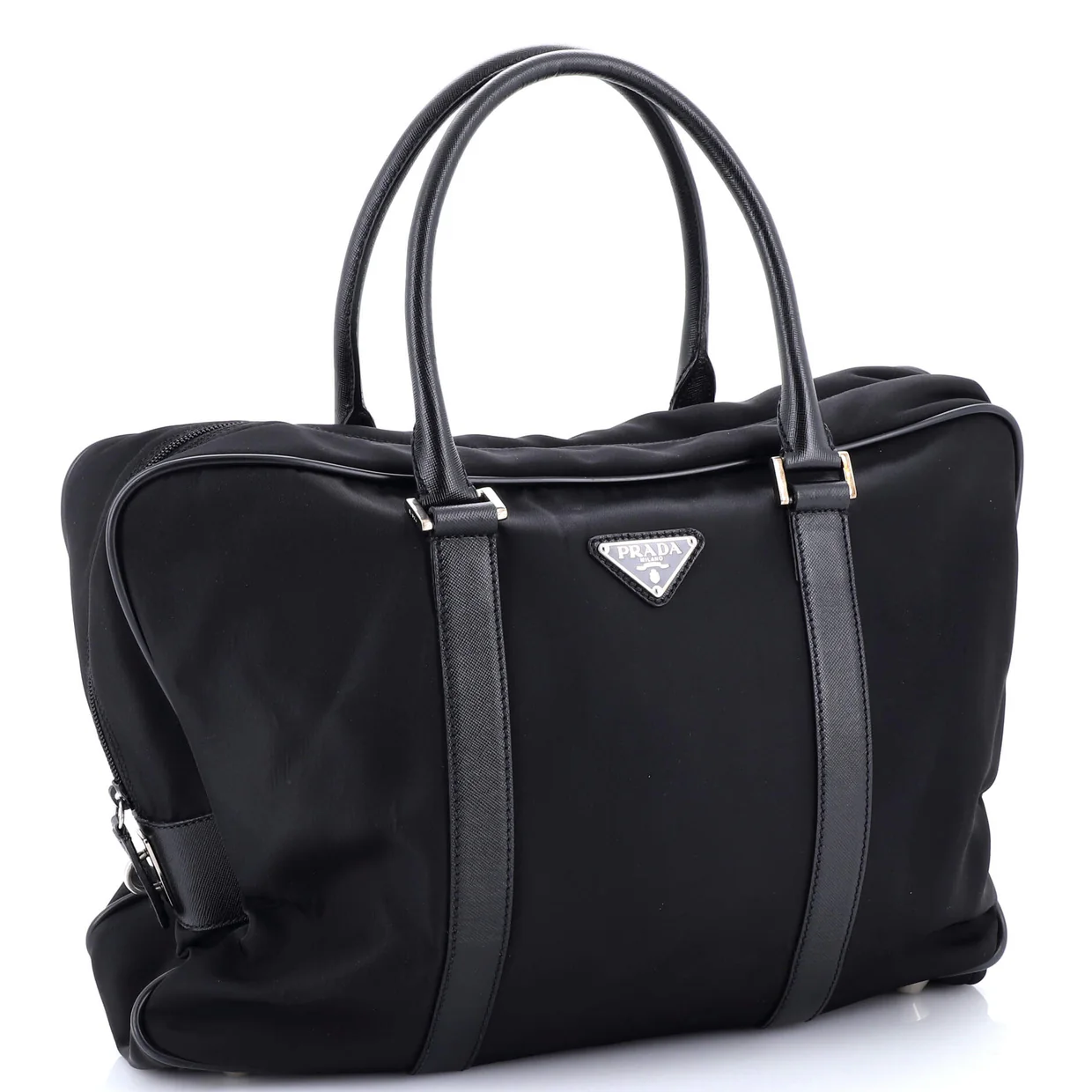 Zip Around Briefcase Tessuto with Saffiano Leather Medium - Deep Luxury