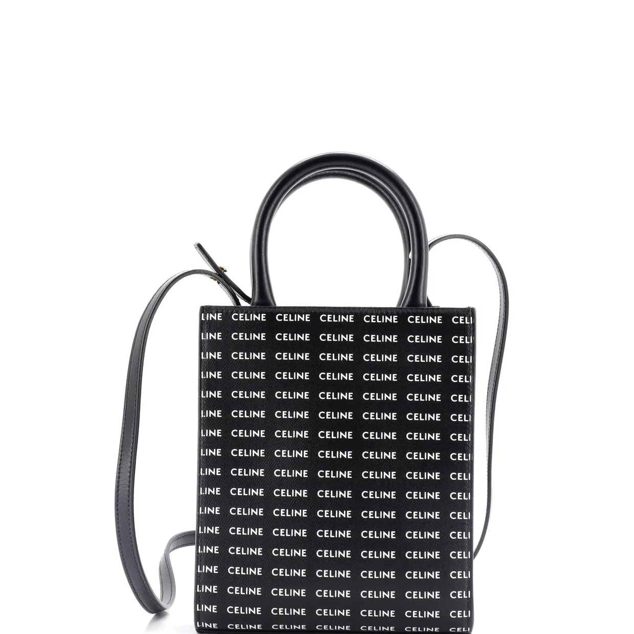 Vertical Cabas Tote All Over Logo Print Leather Mini - Deep Luxury