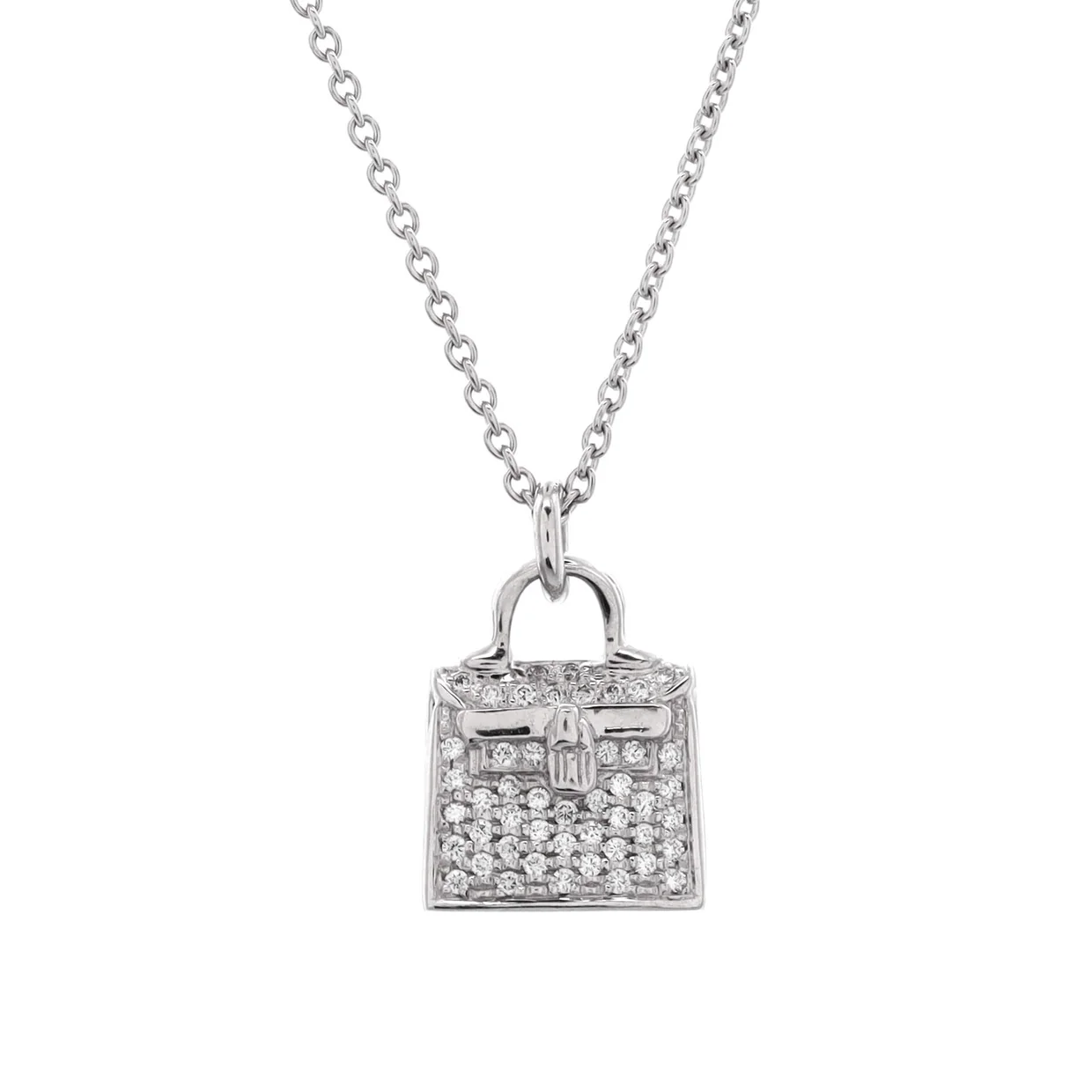 Kelly Amulette Pendant Necklace 18K White Gold and Diamonds - Deep Luxury