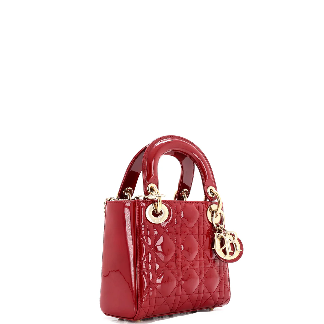 Lady Dior Chain Bag Cannage Quilt Patent Mini - Deep Luxury