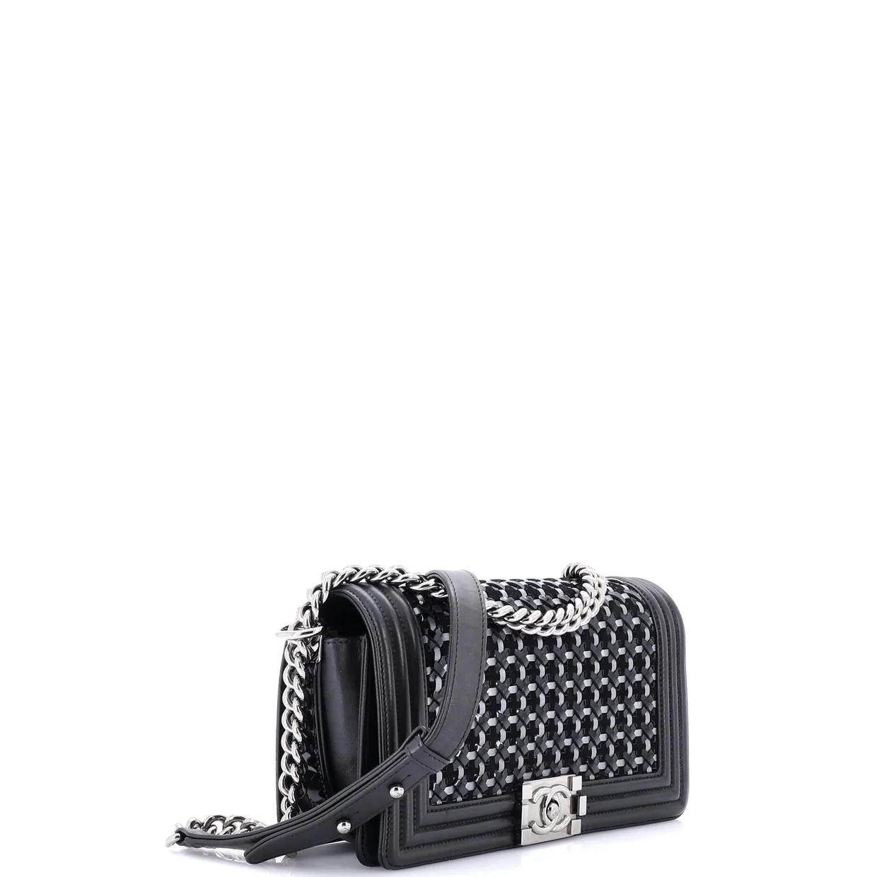 Boy Flap Bag Braided Patent and Calfskin Old Medium - Deep Luxury