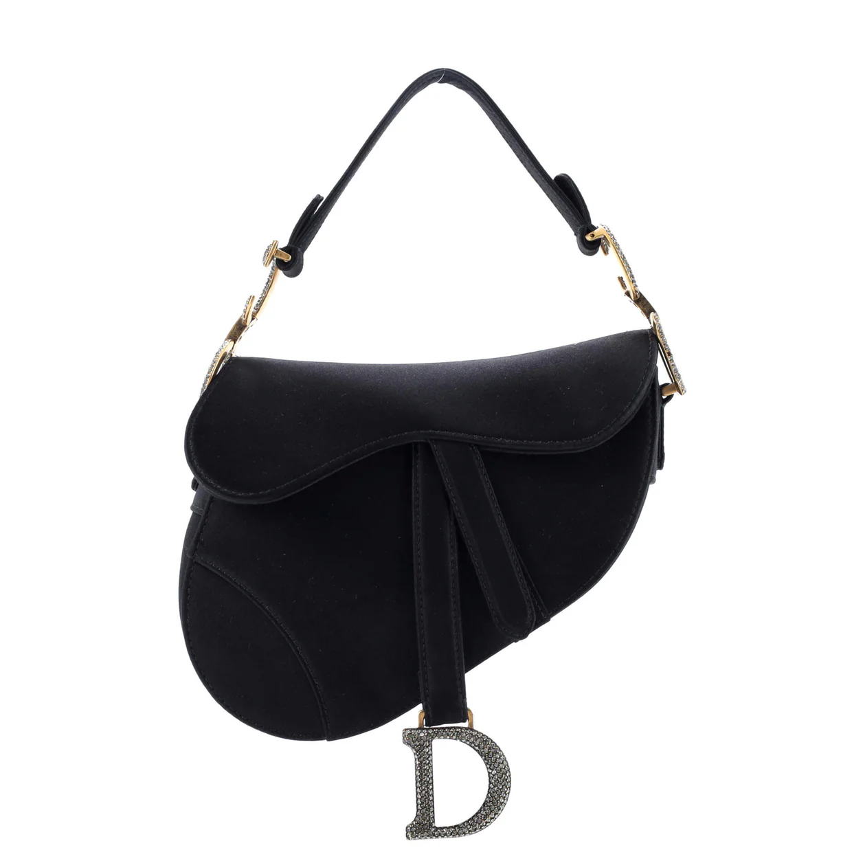 Saddle Handbag Satin with Crystals Mini - Deep Luxury