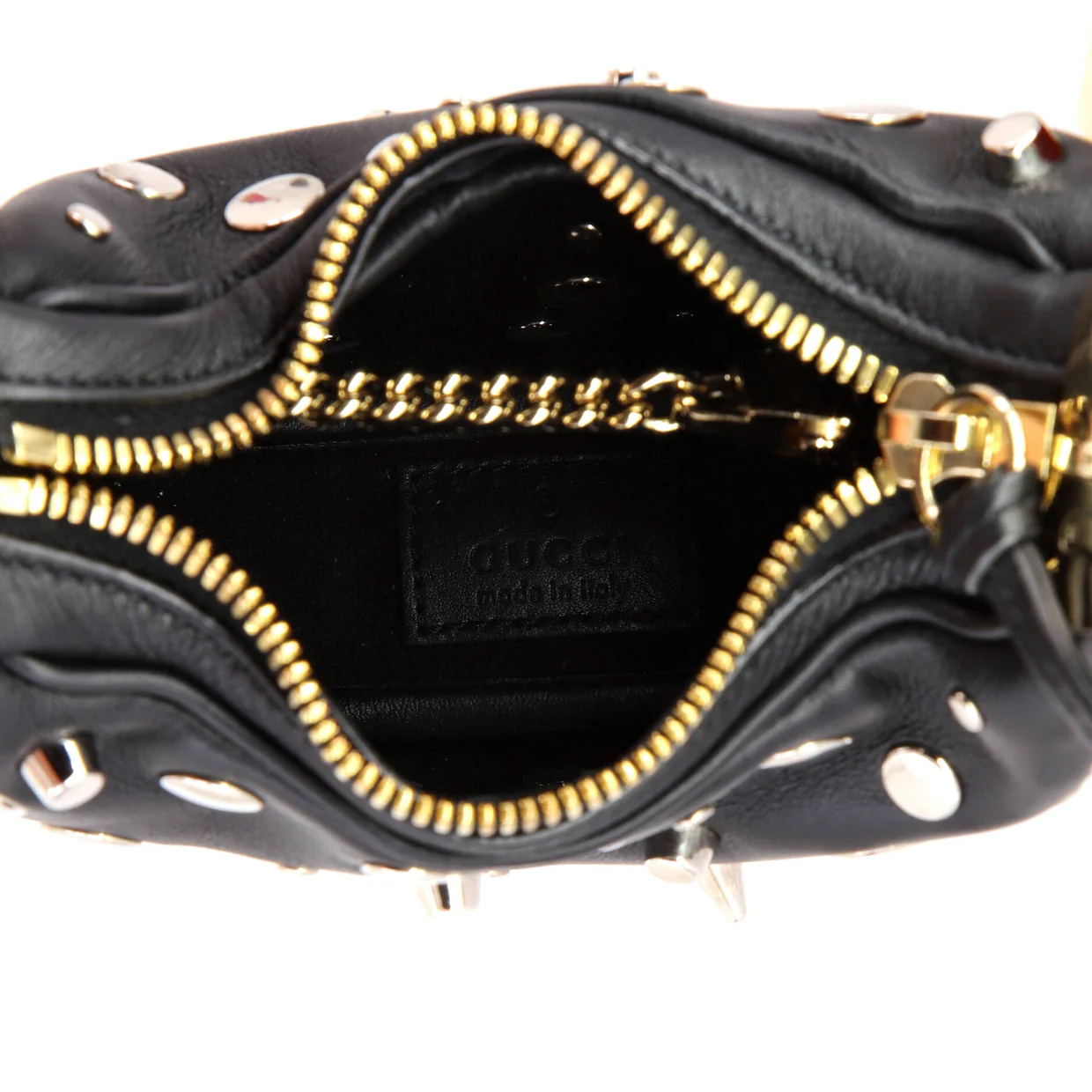 Attache Shoulder Bag Grommet Embellished Leather Mini - Deep Luxury