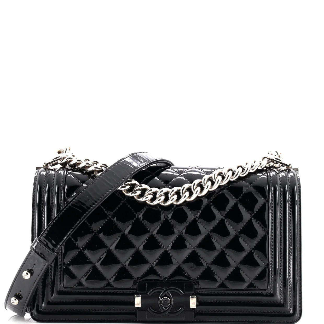 Boy Flap Bag Quilted Plexiglass Patent Old Medium - Deep Luxury