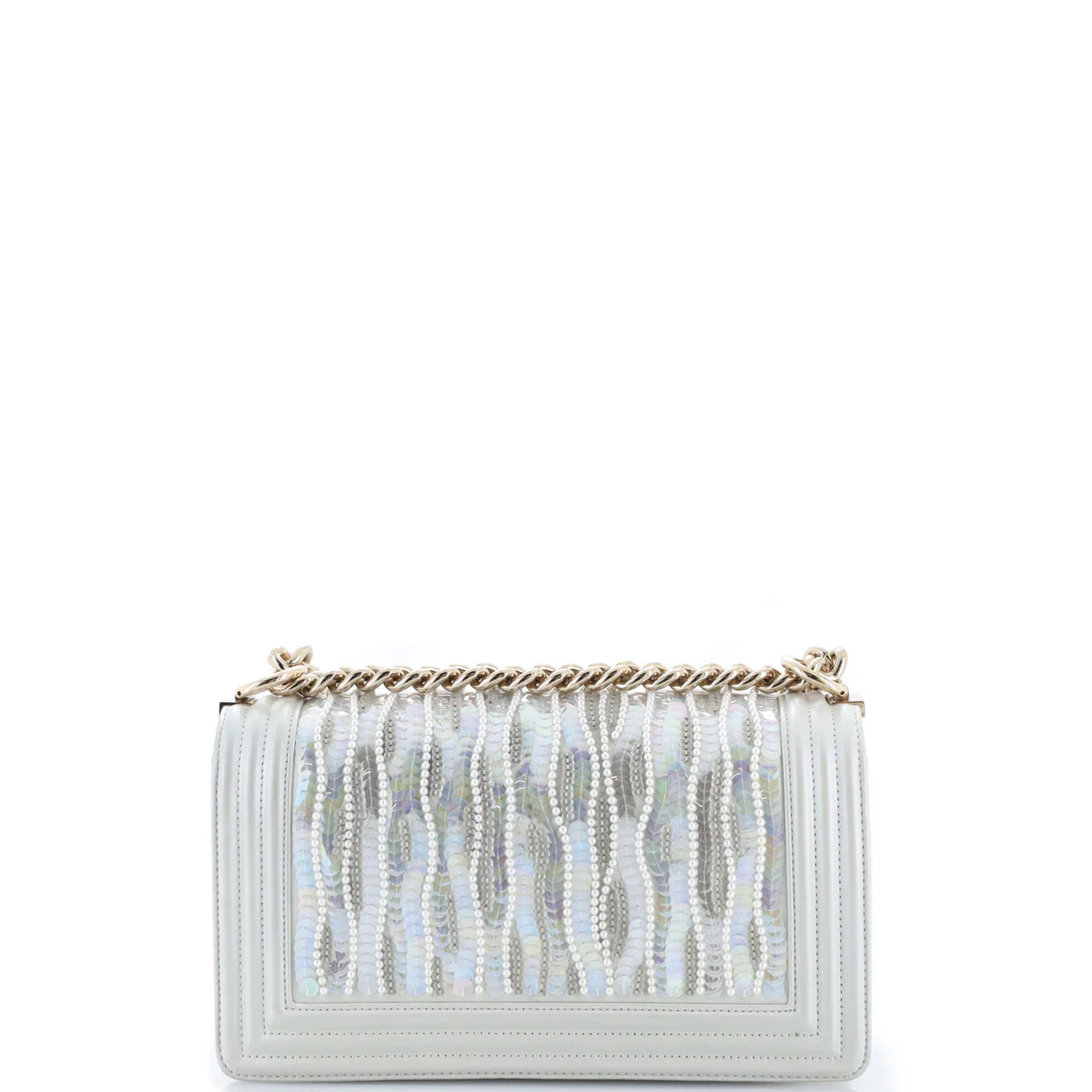 Boy Flap Bag Sequin and Pearl Embellished Leather Old Medium - Deep Luxury