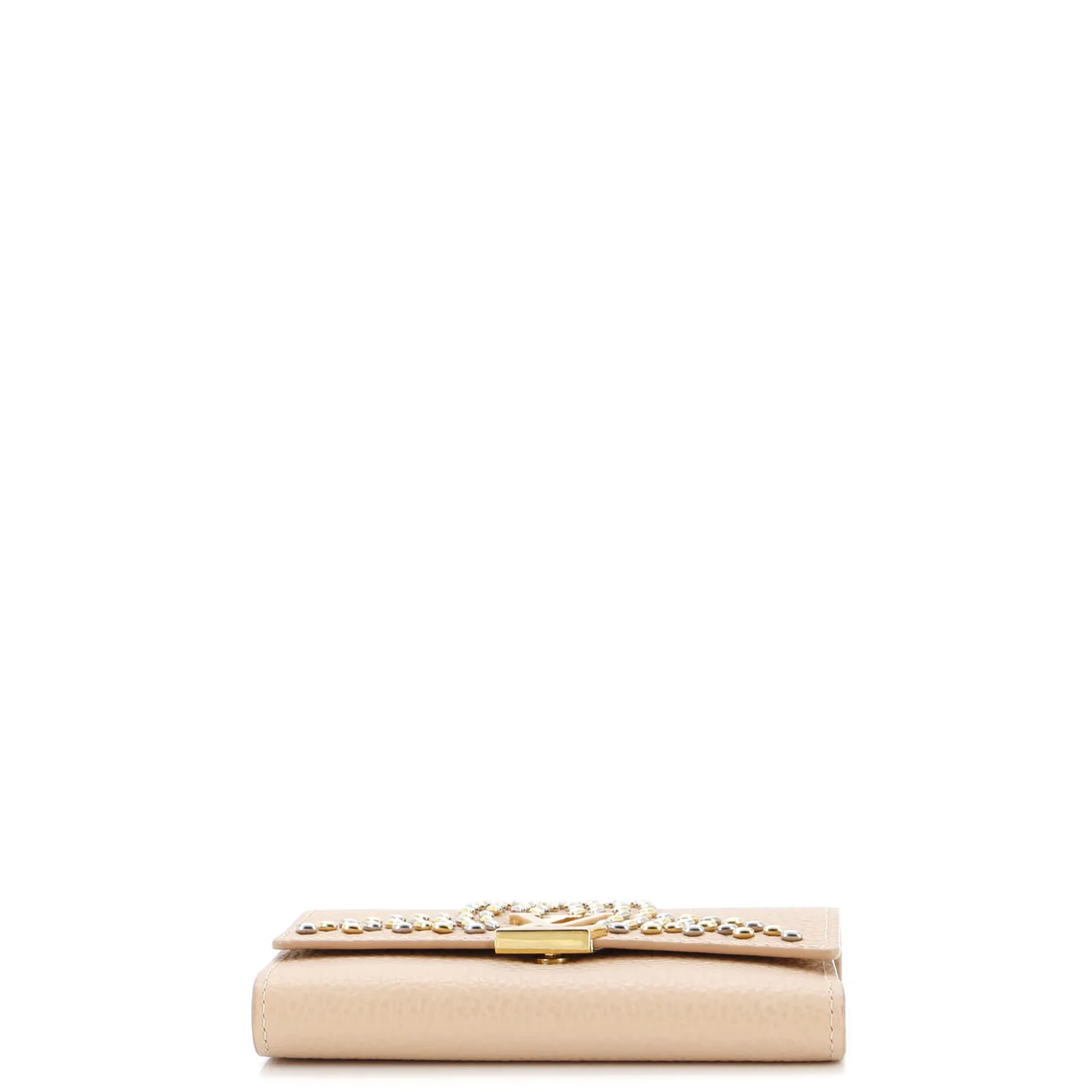 Capucines Wallet Leather with Embellished Detail Compact - Deep Luxury