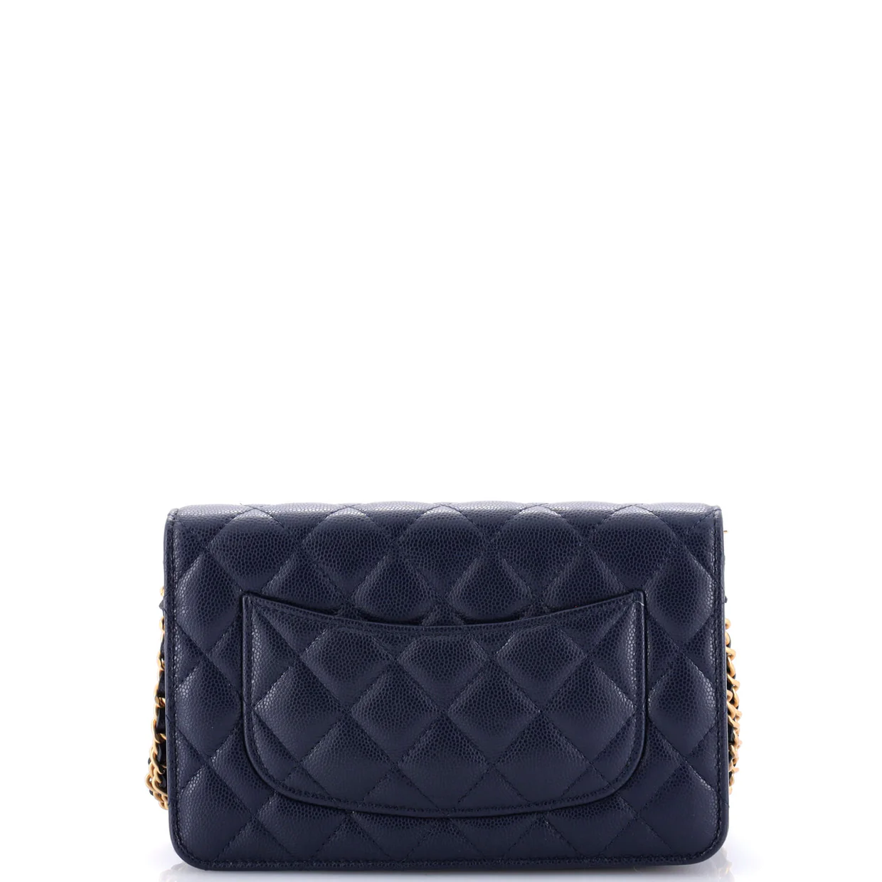 Twist Your Buttons Wallet on Chain Quilted Caviar - Deep Luxury