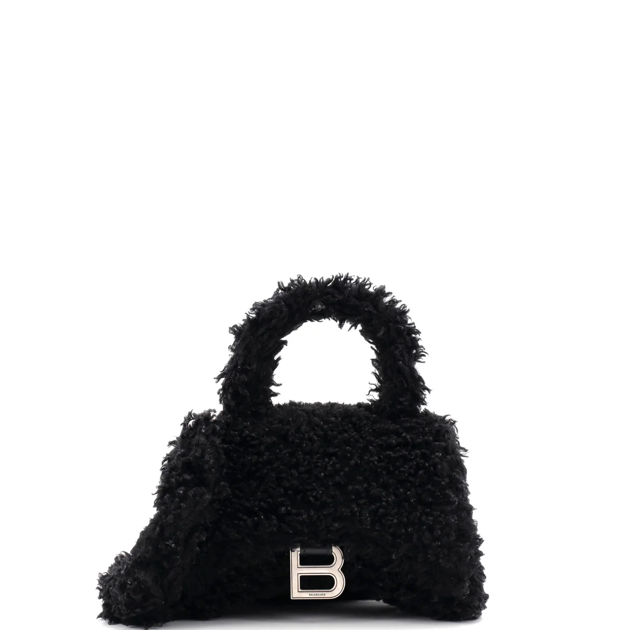 Fluffy Hourglass Top Handle Bag Faux Fur Small - Deep Luxury