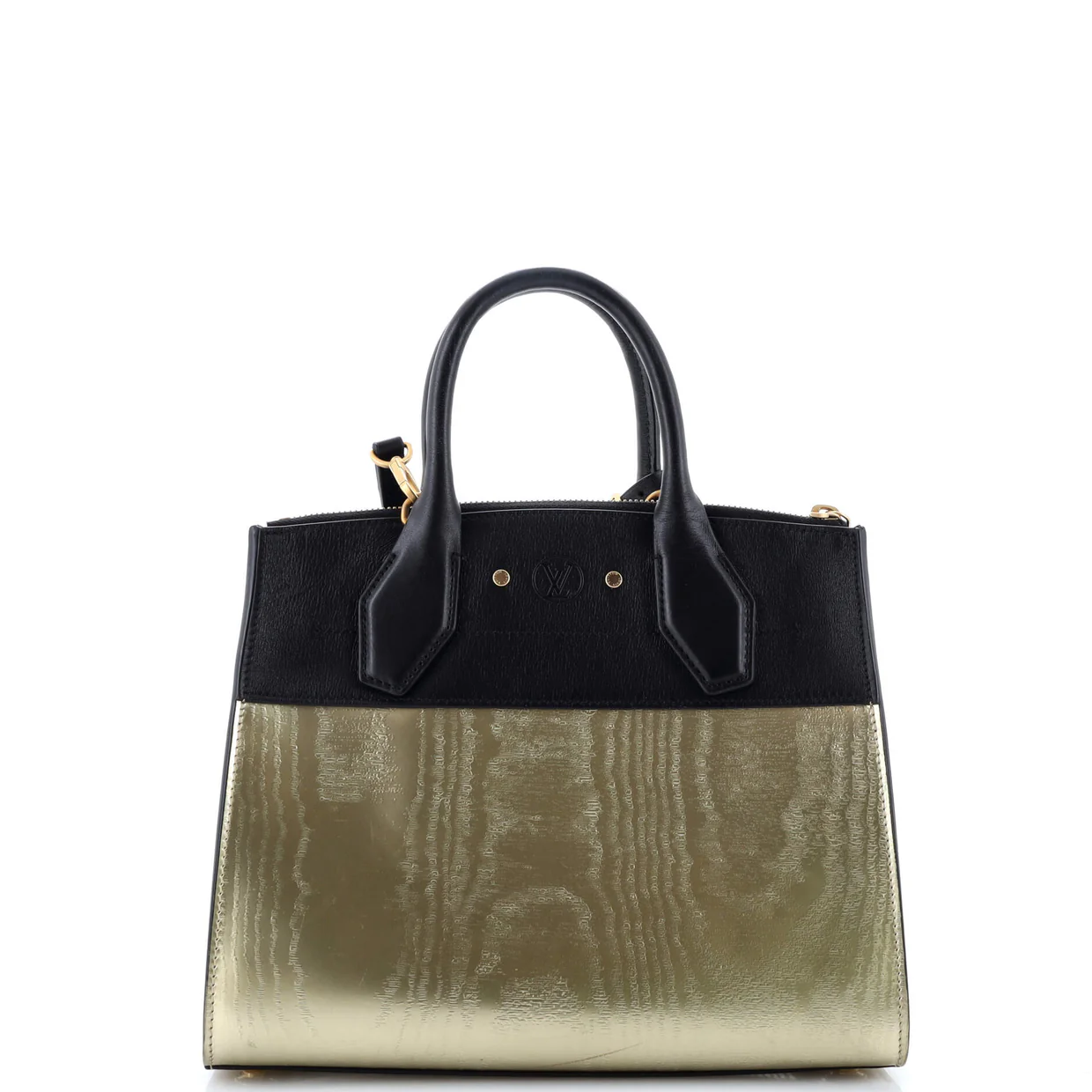 City Steamer Handbag Gravity Gold Calfskin and Leather PM - Deep Luxury
