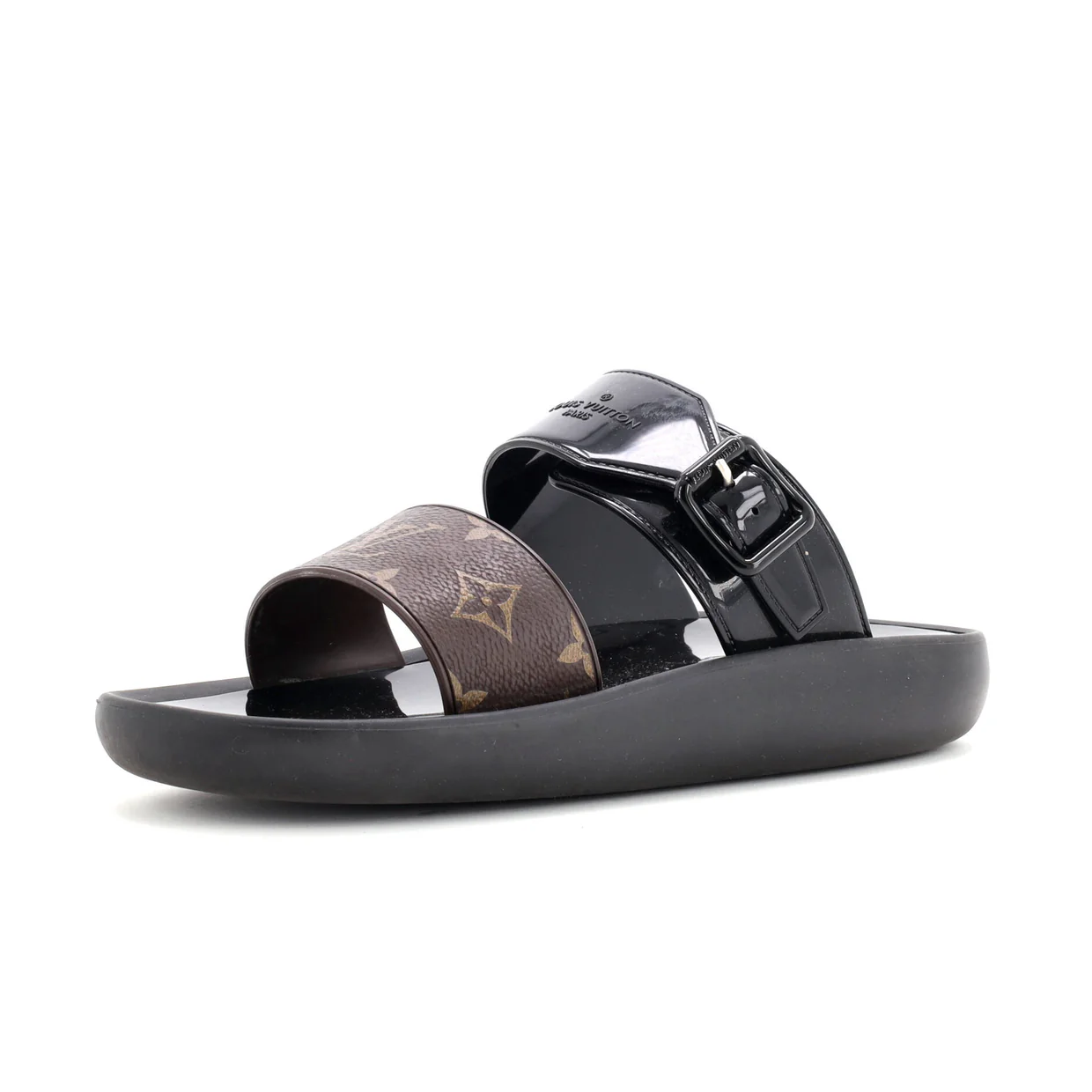 Women's Sunbath Flat Mule Sandals Monogram Canvas and Rubber - Deep Luxury