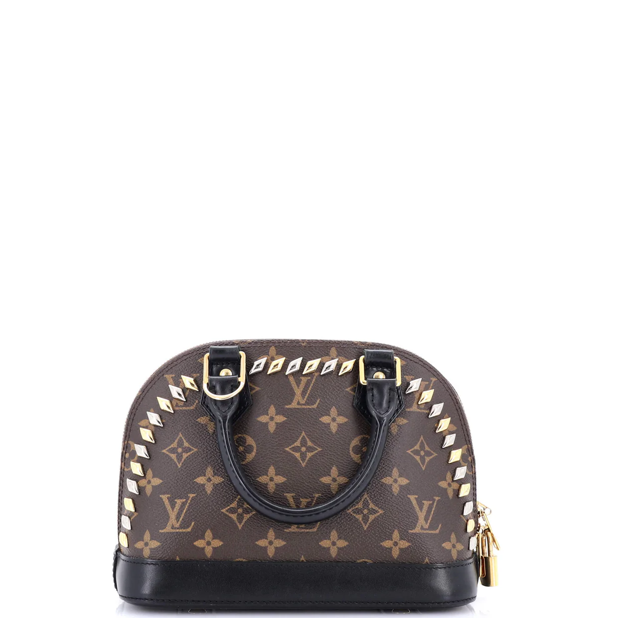 Metal Stones Alma Handbag Studded Monogram Canvas BB - Deep Luxury