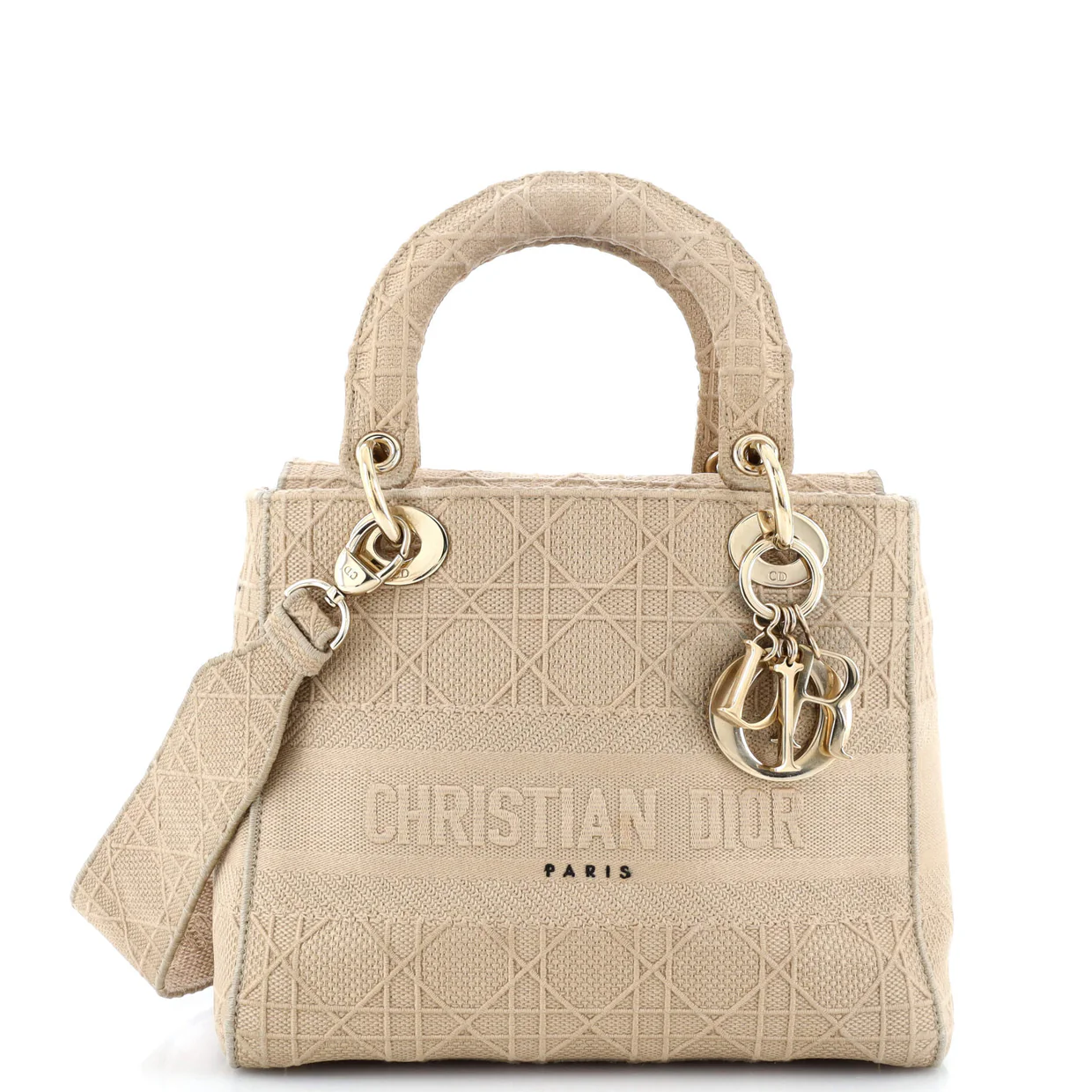 Lady D-Lite Bag Cannage Embroidered Canvas Medium - Deep Luxury