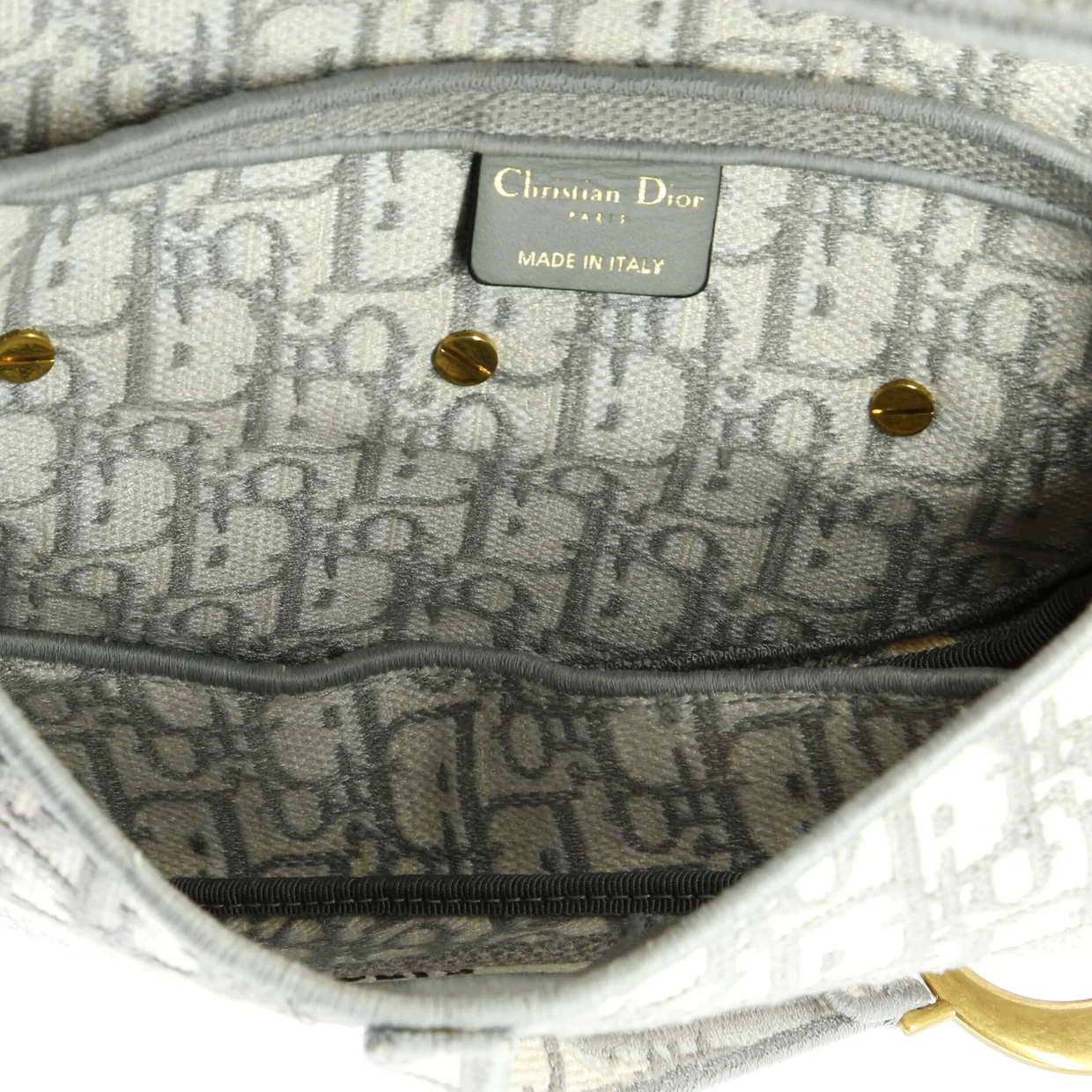 Saddle Handbag Logo Embroidered Oblique Canvas Medium - Deep Luxury