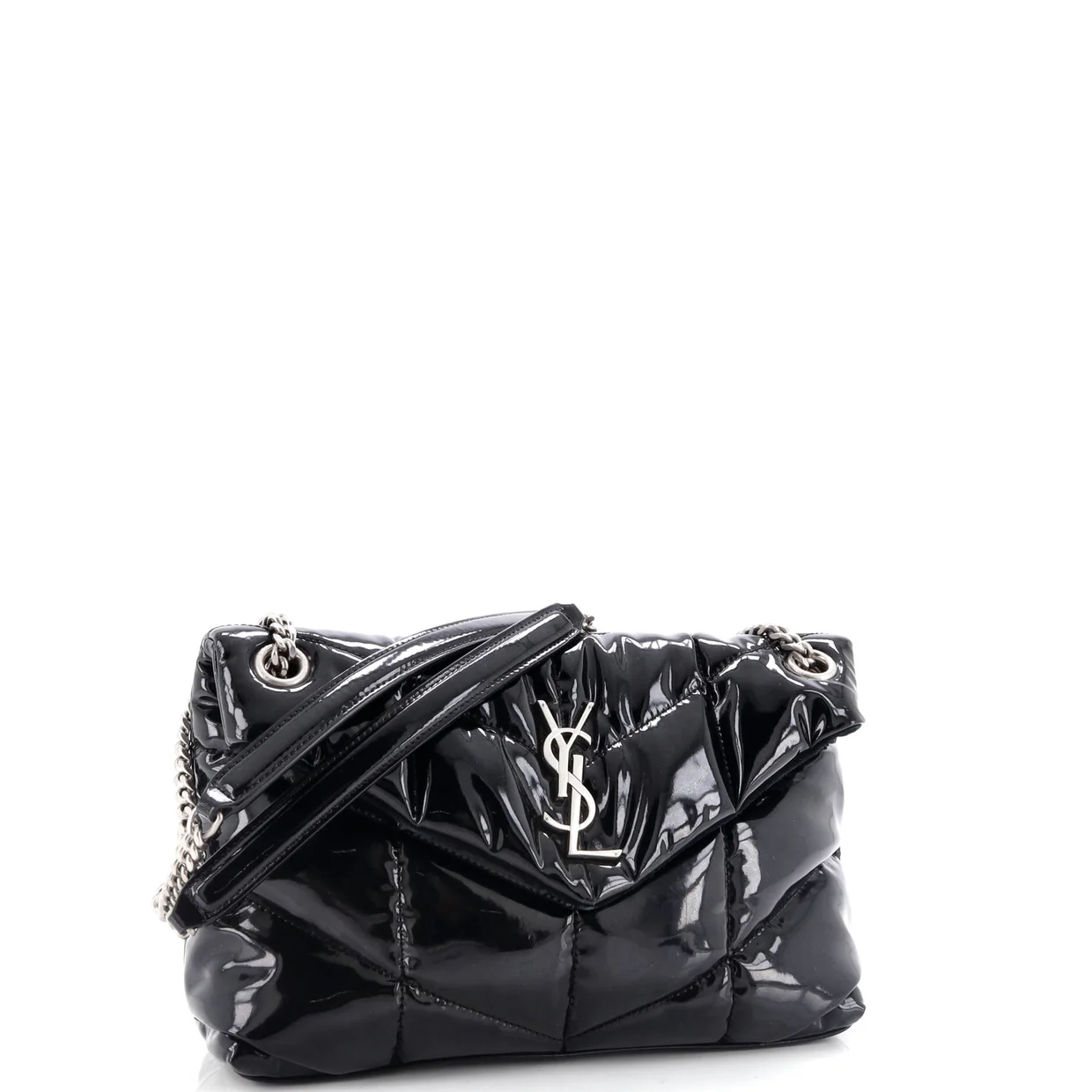 Loulou Puffer Shoulder Bag Quilted Patent Small - Deep Luxury