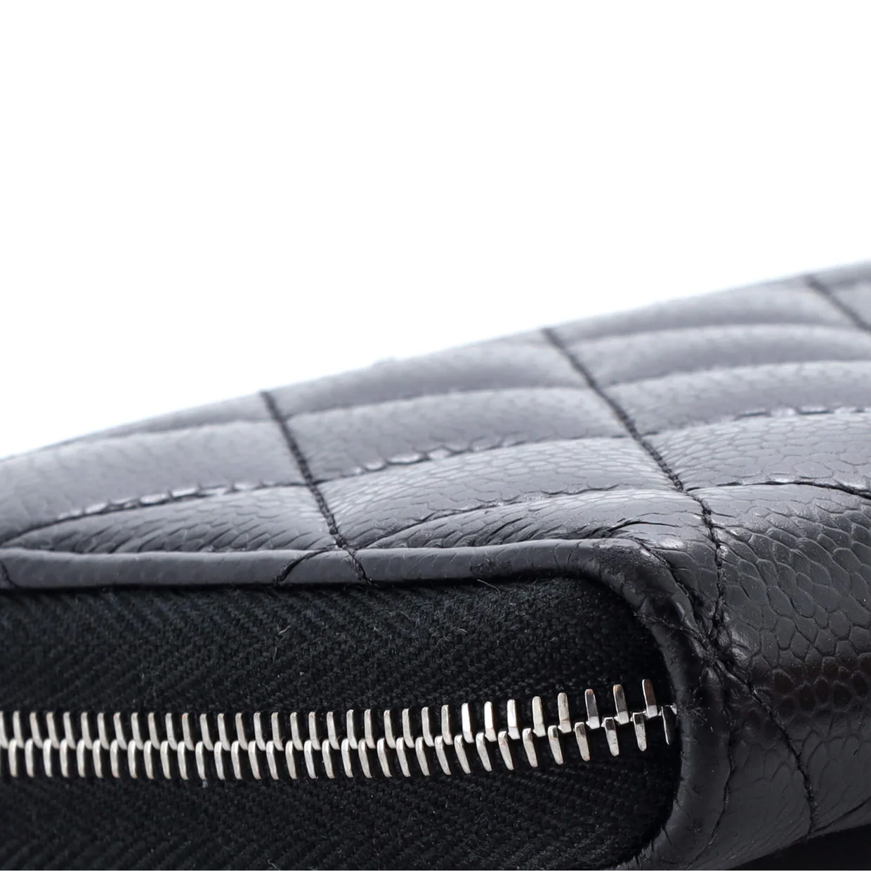 Zip Around Wallet Quilted Caviar Long - Deep Luxury