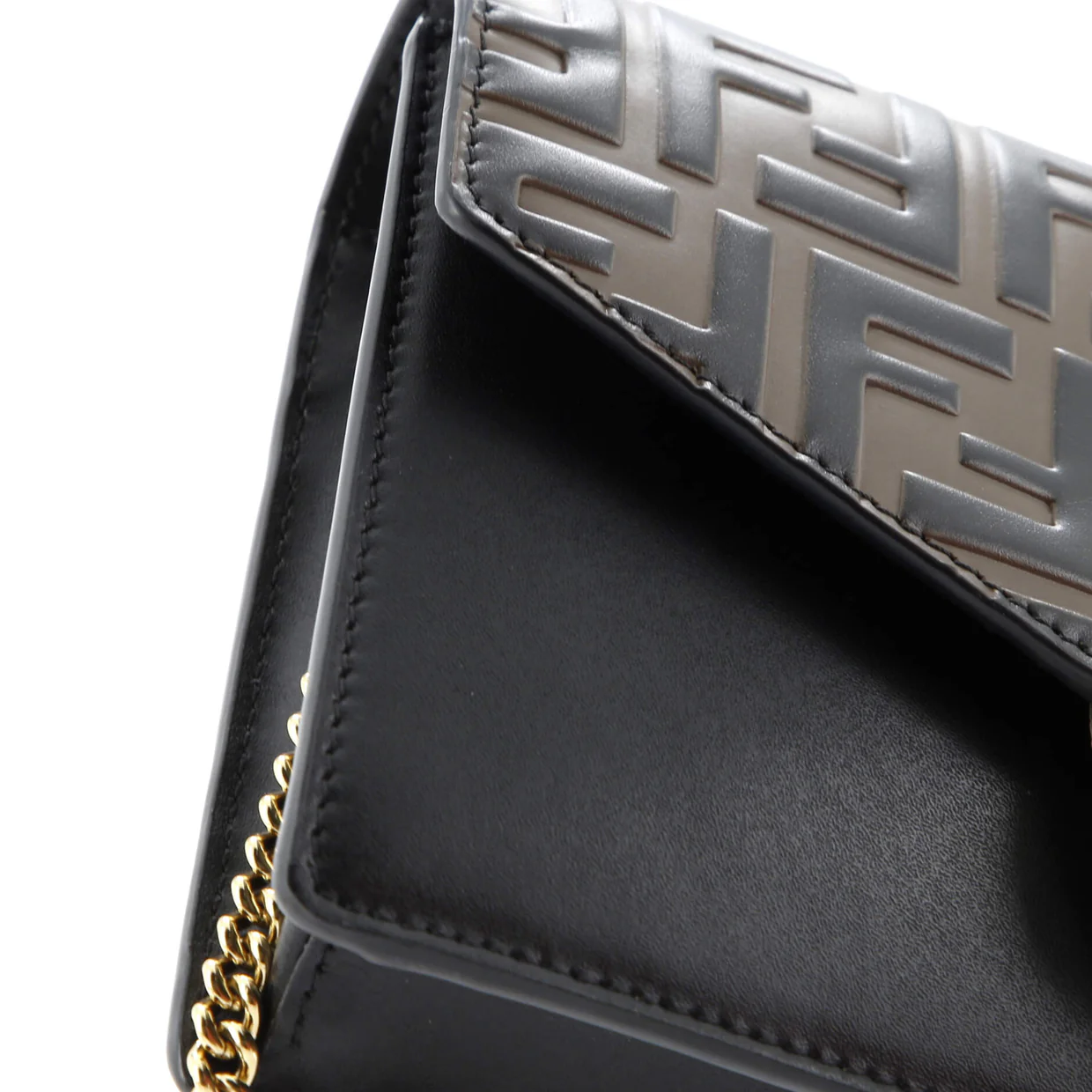F is Fendi Envelope Wallet on Chain Zucca Embossed Leather - Deep Luxury