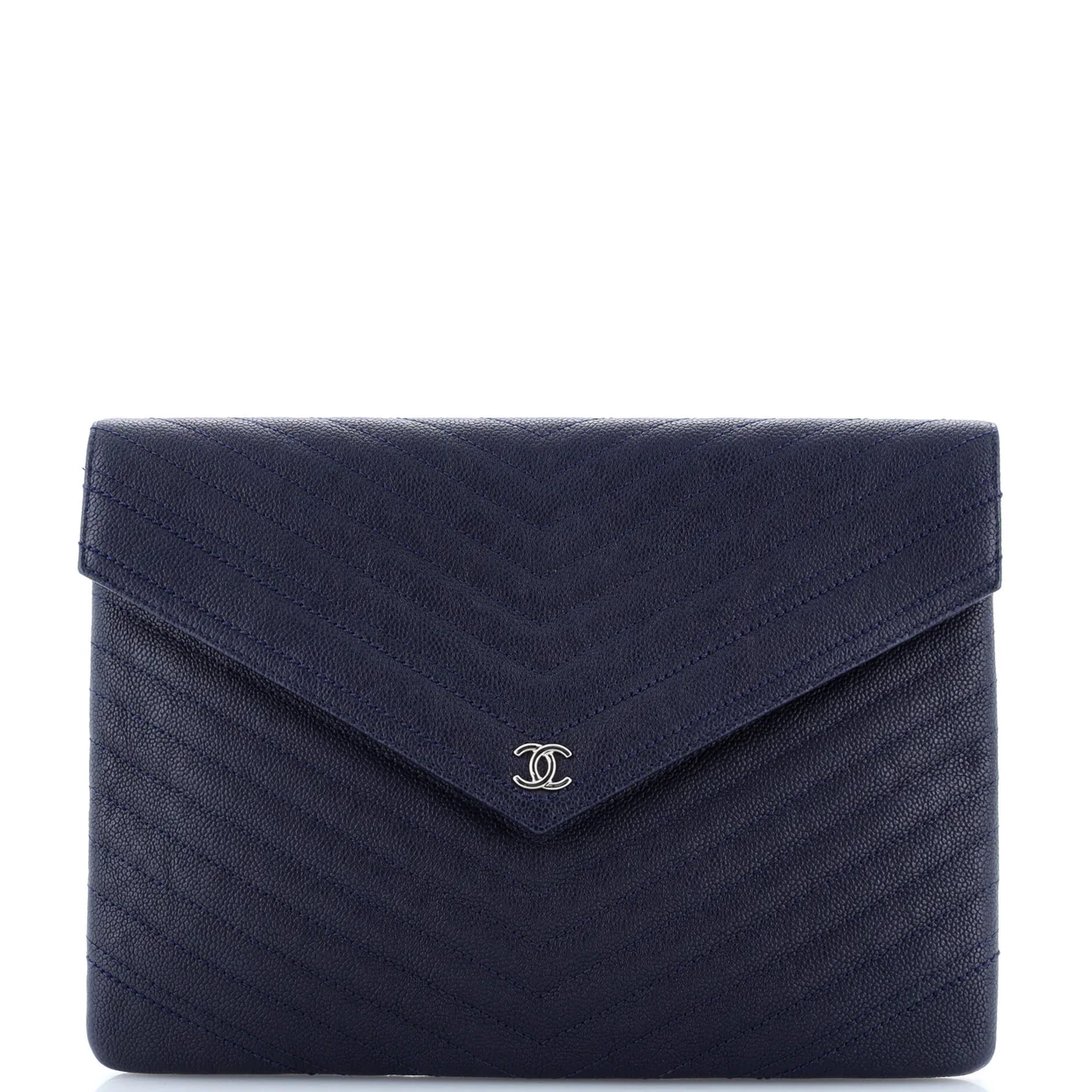 Statement Pouch Chevron Caviar Large - Deep Luxury