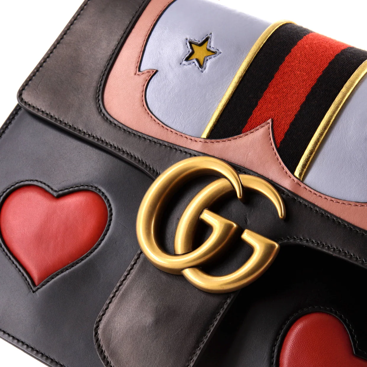 Web Heart GG Marmont Chain Shoulder Bag Leather Medium - Deep Luxury