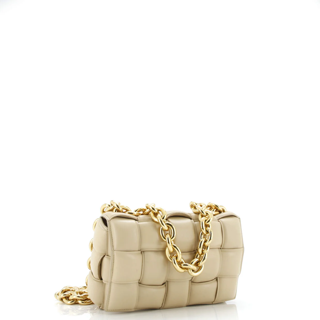 Cassette Chain Crossbody Bag Padded Maxi Intrecciato Leather - Deep Luxury