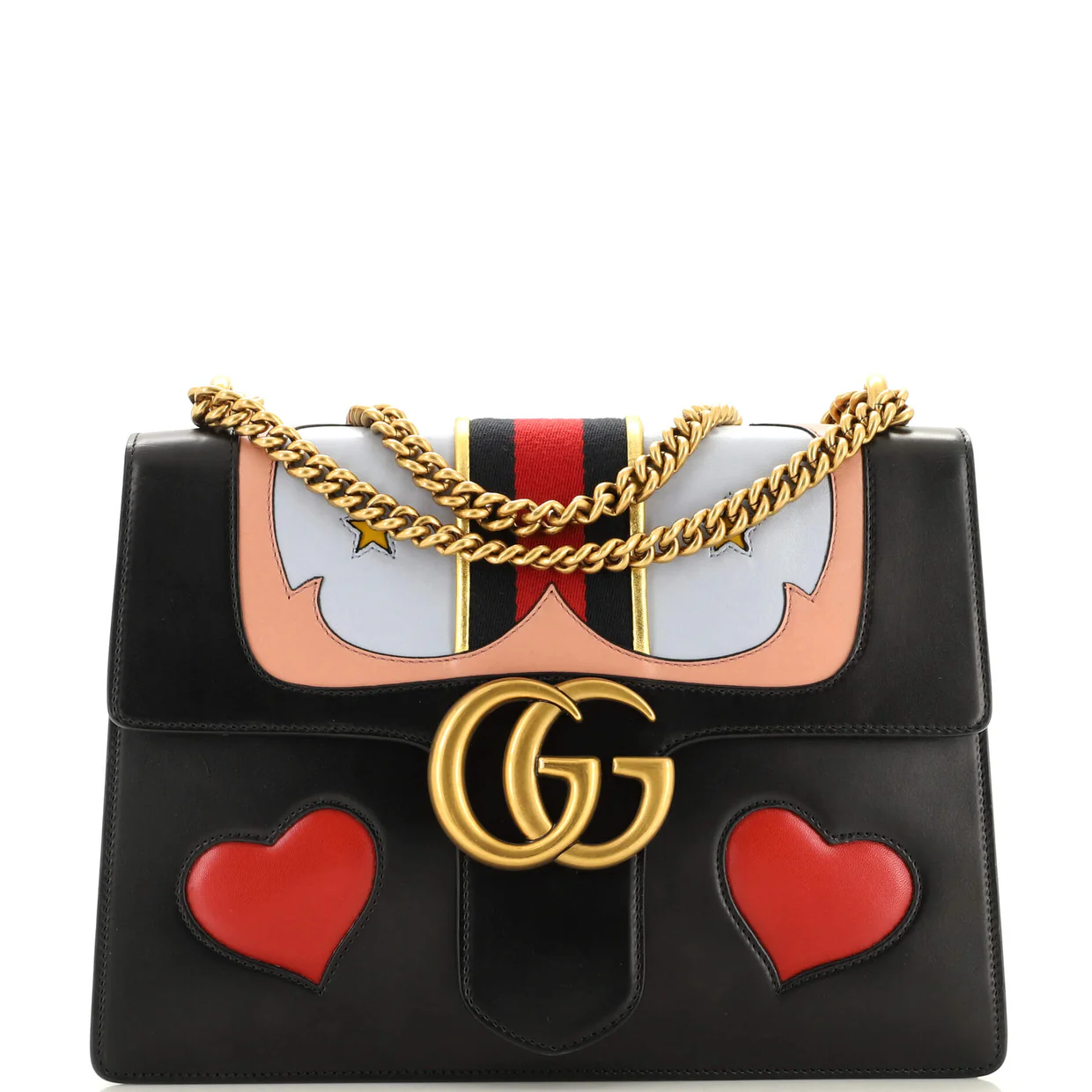 Web Heart GG Marmont Chain Shoulder Bag Leather Medium - Deep Luxury