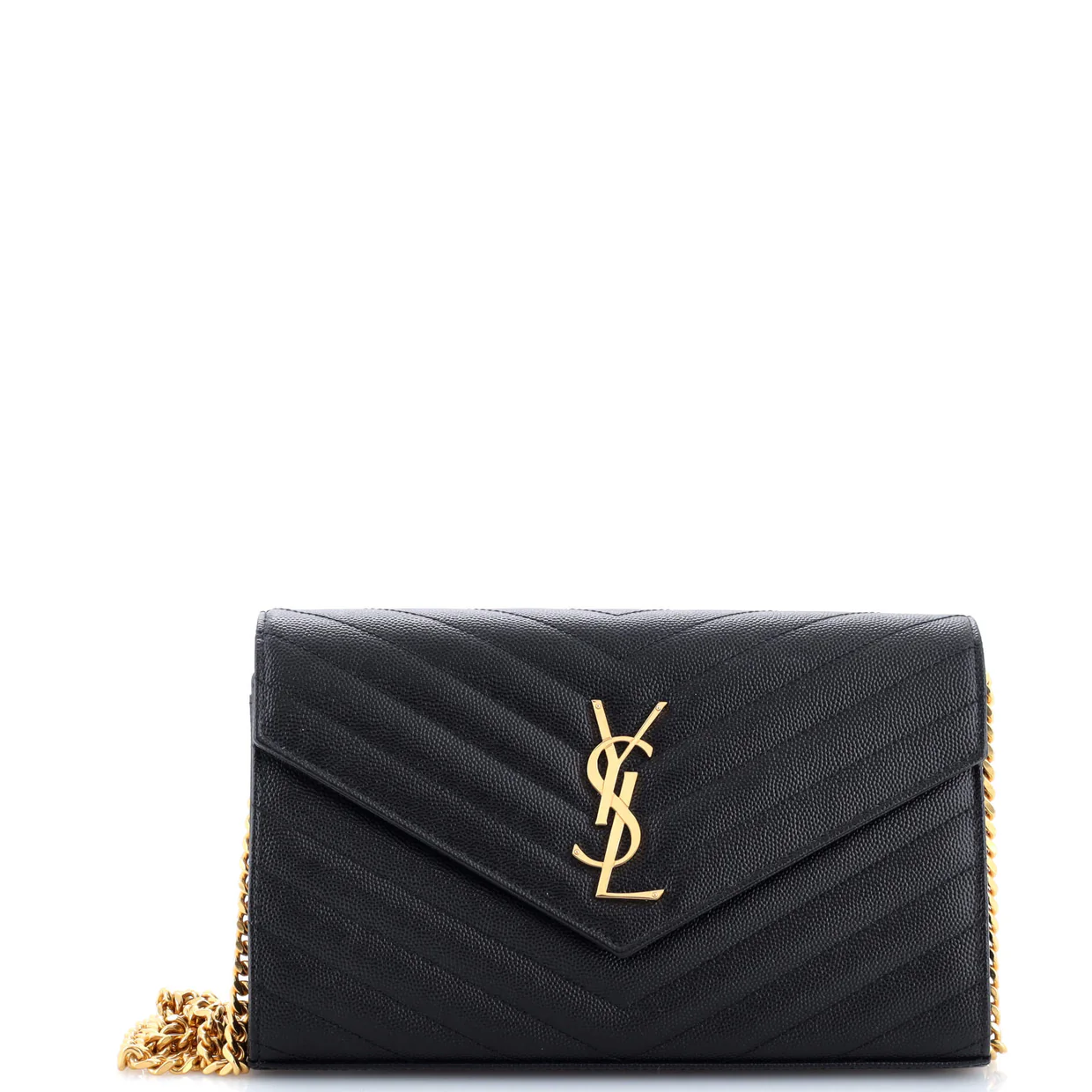 Classic Monogram Wallet on Chain Matelasse Chevron Leather Medium - Deep Luxury