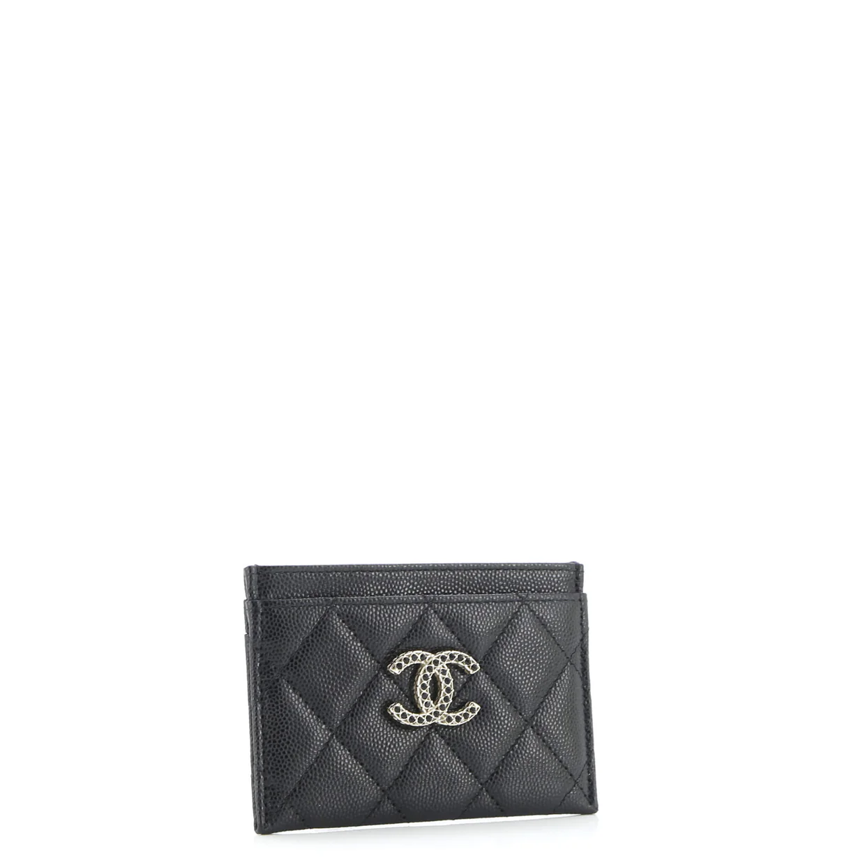 Crystal CC Card Holder Quilted Caviar - Deep Luxury