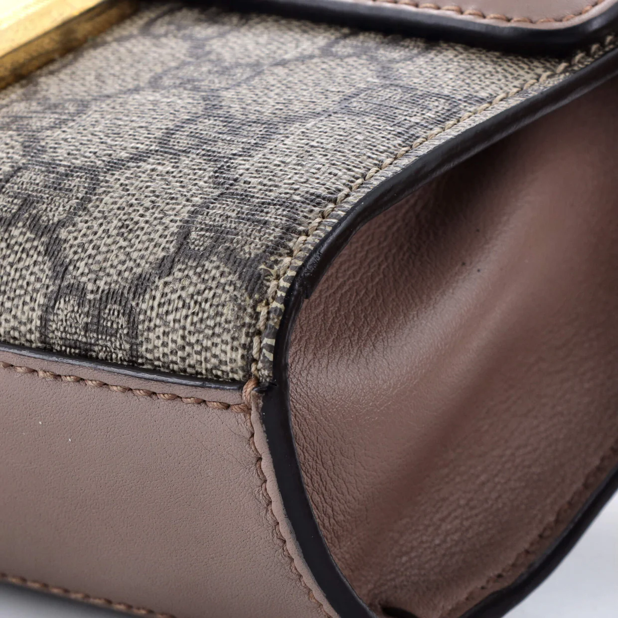 Pearly Padlock Shoulder Bag GG Coated Canvas with Studded Leather Small - Deep Luxury