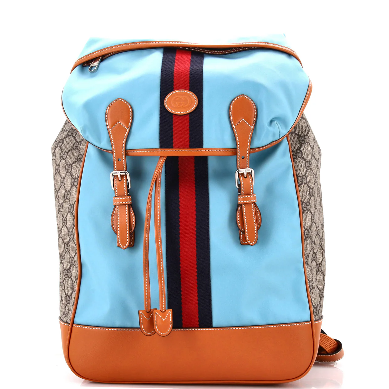 Interlocking G Patch Flap Buckle Backpack Nylon and GG Coated Canvas - Deep Luxury