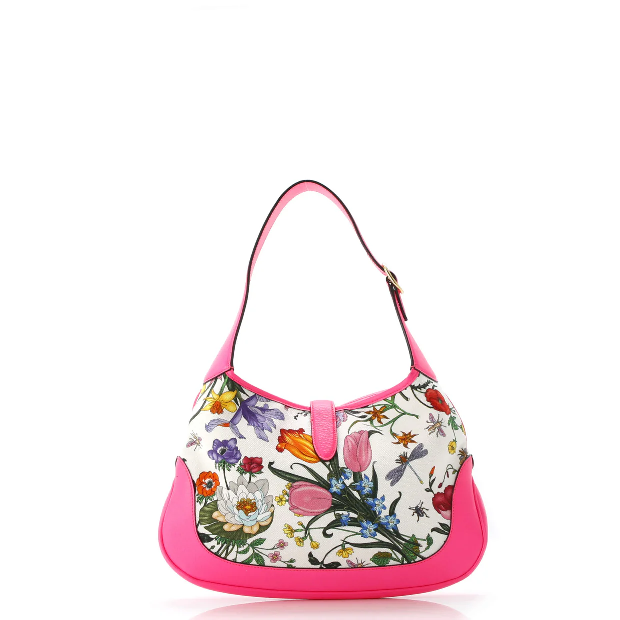 Jackie Hobo Flora Canvas with Leather Medium - Deep Luxury