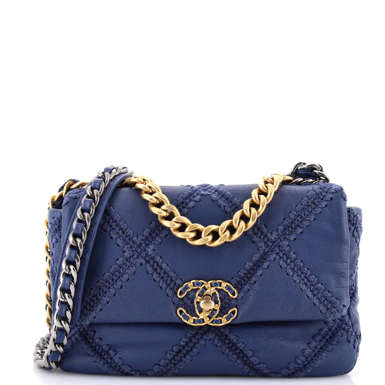 19 Flap Bag Crochet Quilted Calfskin Medium - Deep Luxury