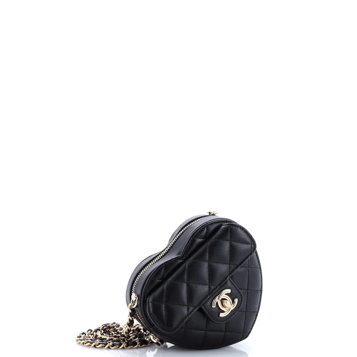 CC in Love Heart Clutch with Chain Quilted Lambskin - Deep Luxury