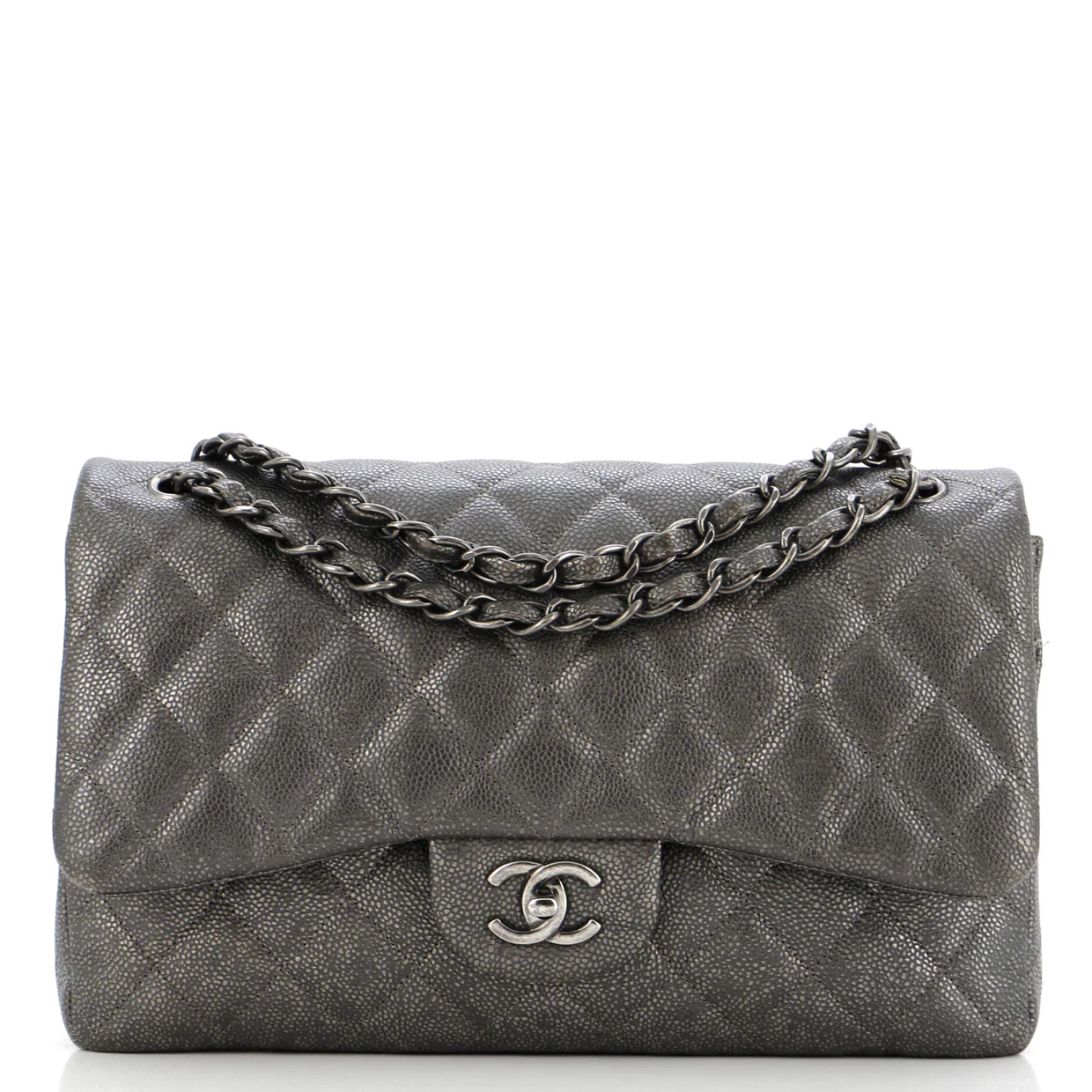 Classic Double Flap Bag Quilted Metallic Caviar Jumbo - Deep Luxury