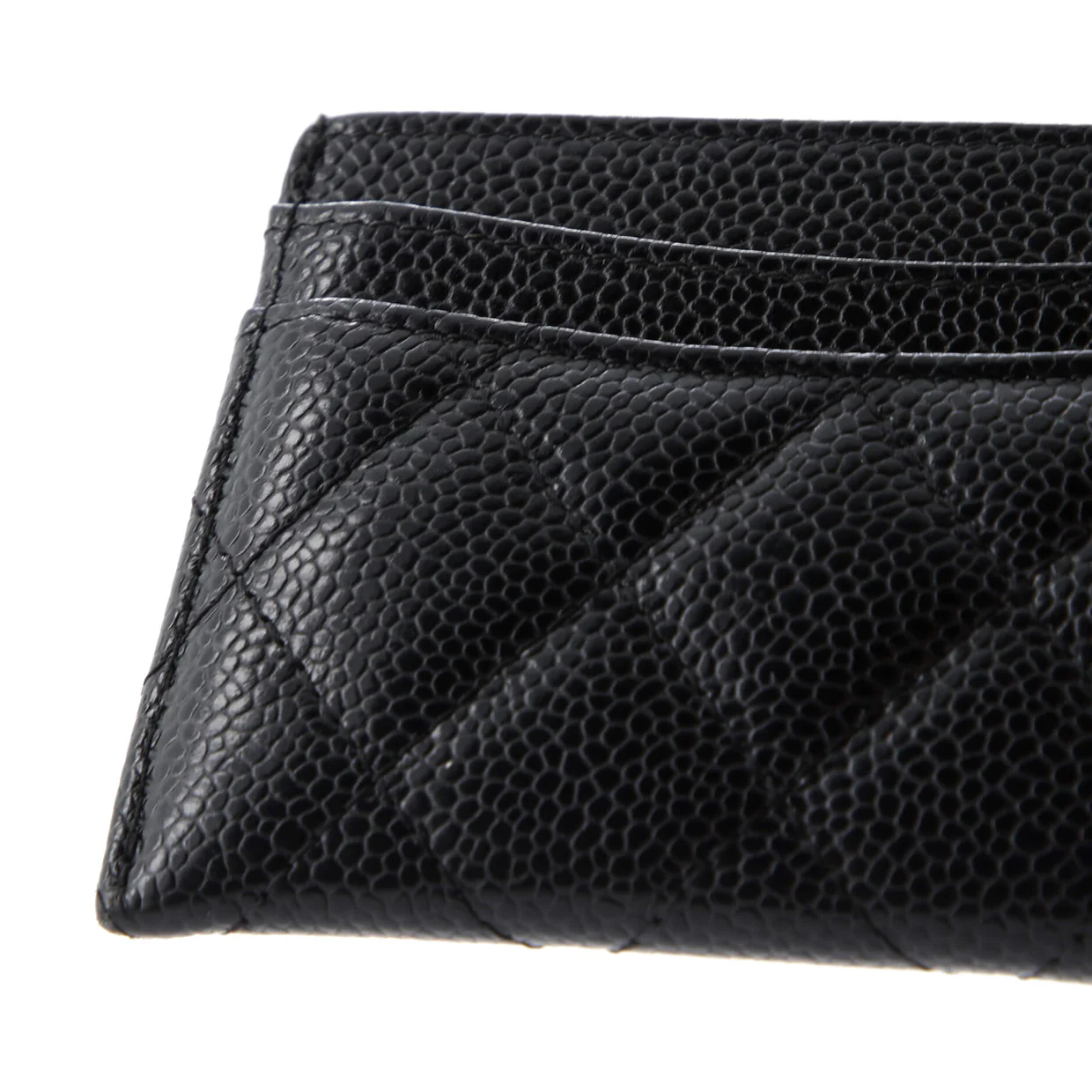 Classic Card Holder Quilted Caviar - Deep Luxury