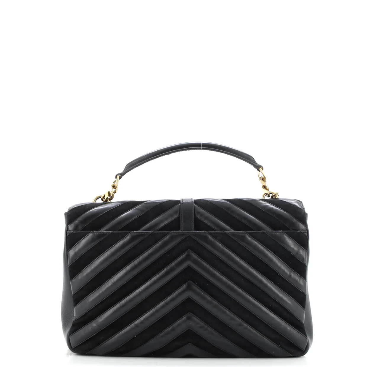 Classic Monogram College Bag Matelasse Chevron Leather and Suede Large - Deep Luxury
