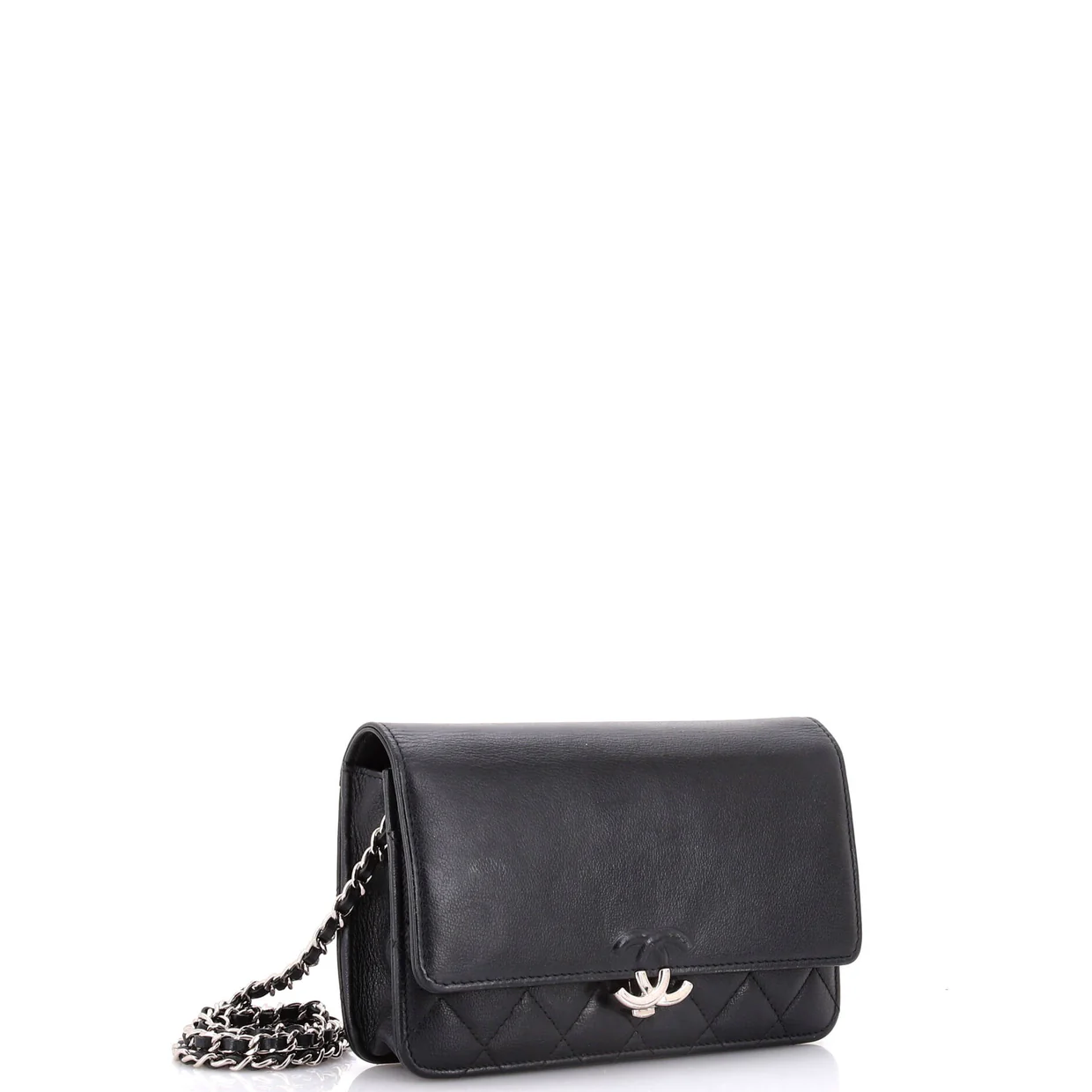 CC Box Wallet on Chain Quilted Calfskin - Deep Luxury