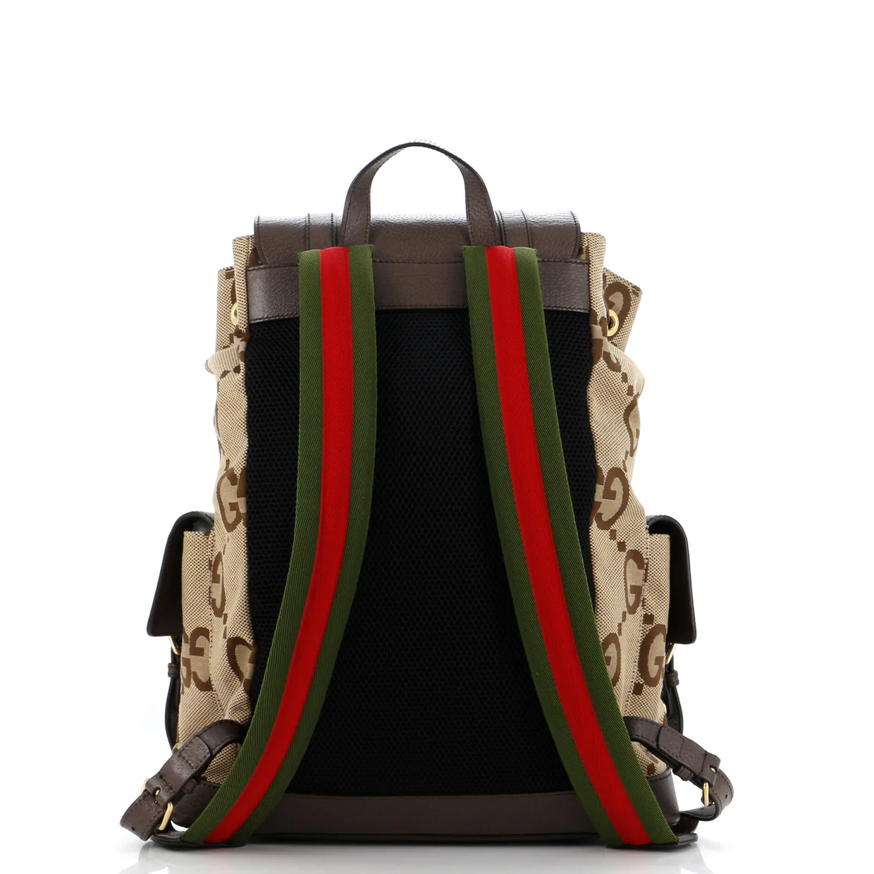 Double Pocket Belt Backpack Jumbo GG Canvas and Leather Large - Deep Luxury