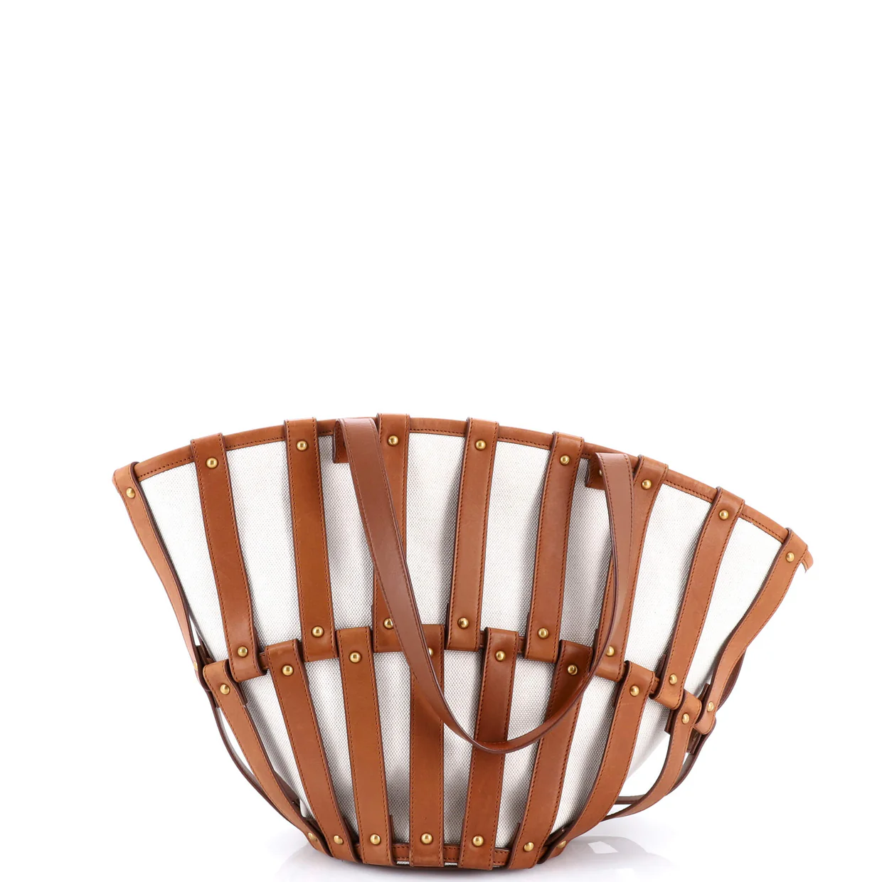 Beatrix Panier Cut Out Tote Canvas with Leather - Deep Luxury