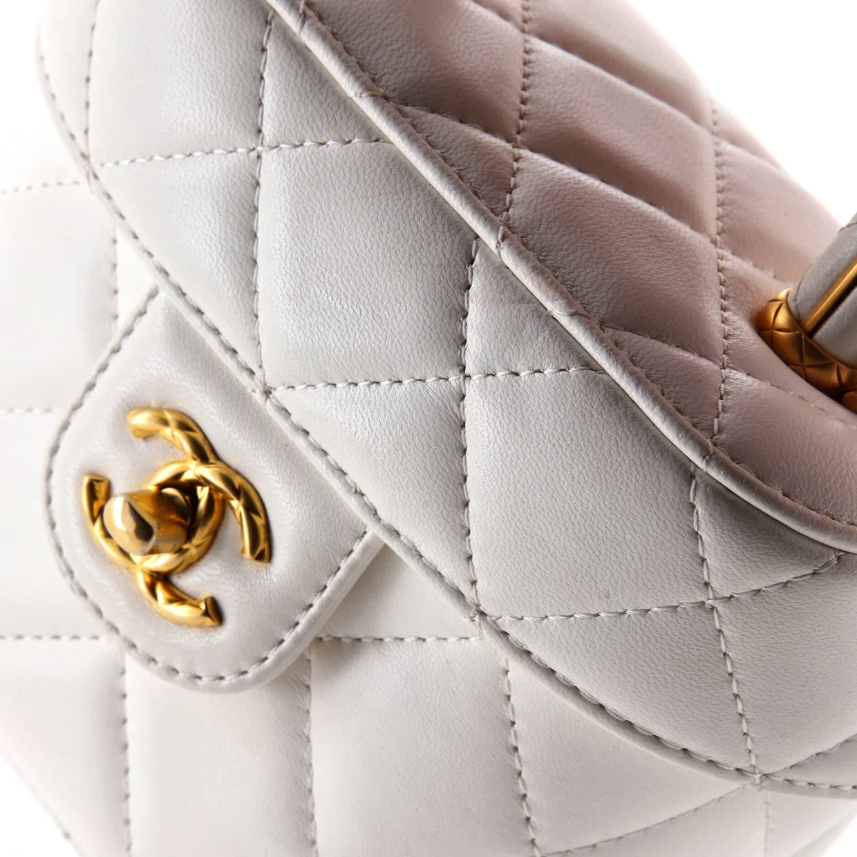 CC Top Handle Flap Vanity Case Quilted Lambskin Small - Deep Luxury